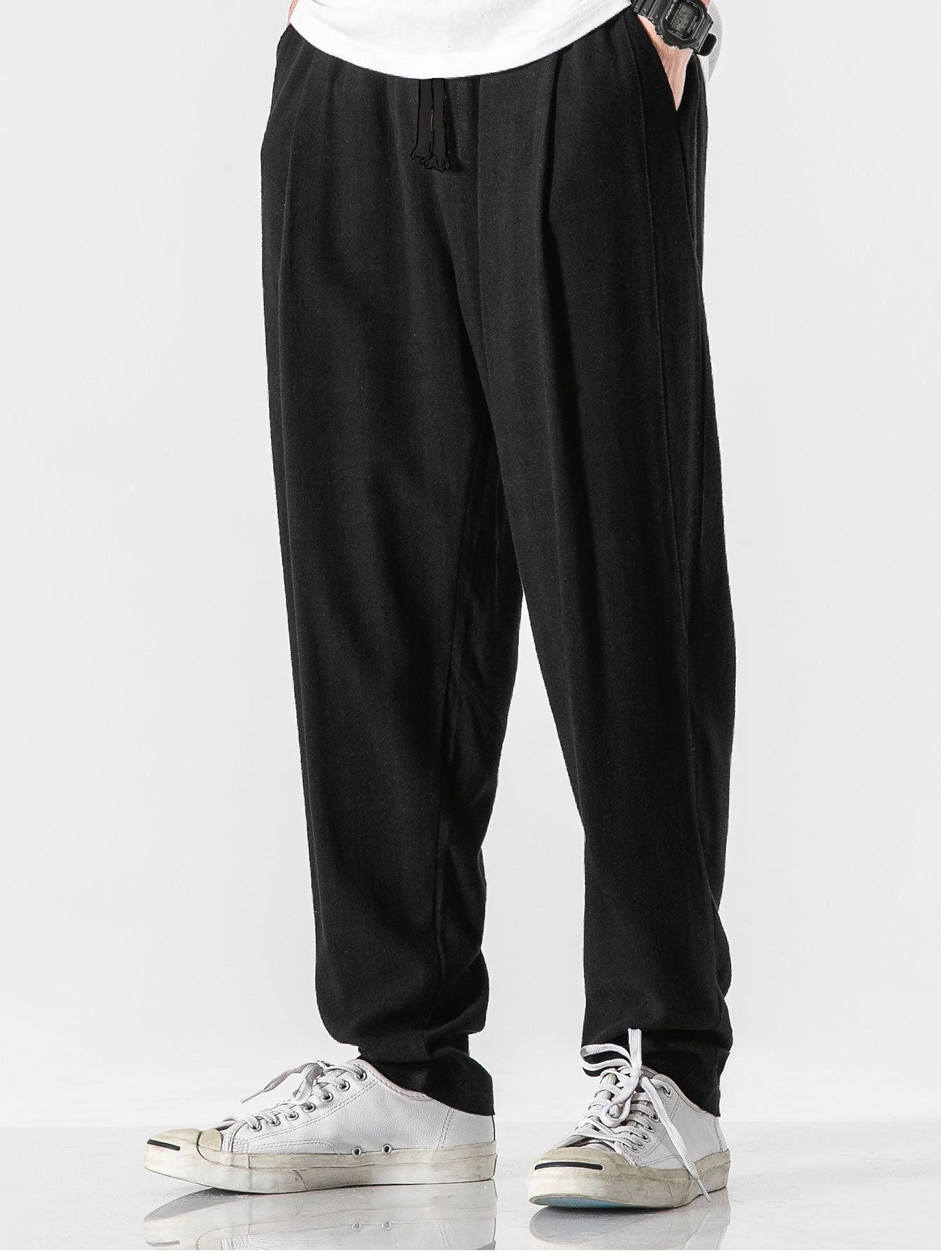 Relax Fit Linen And Cotton Blend Harem Trousers