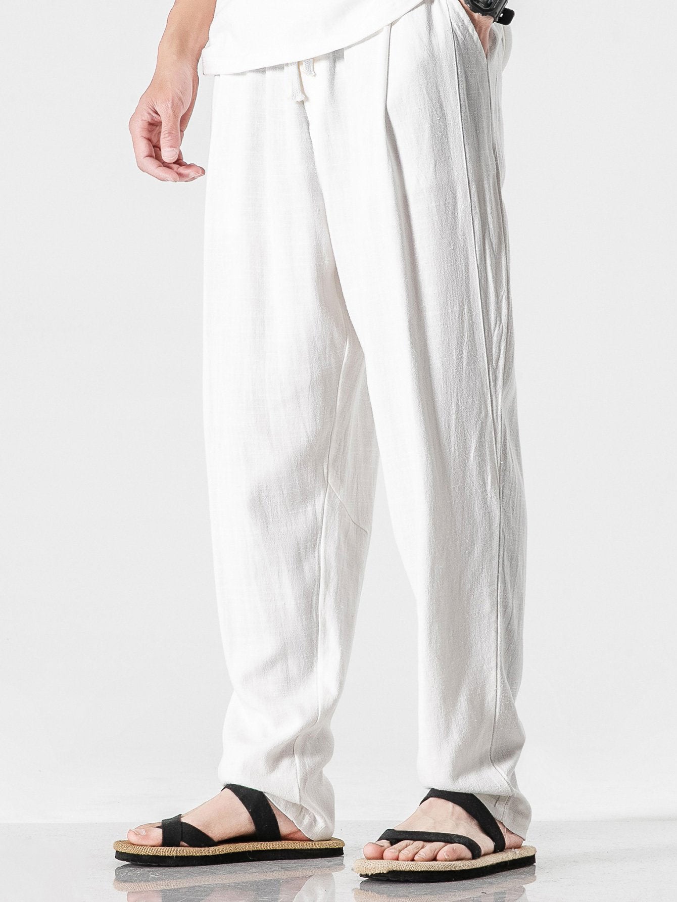 Relax Fit Linen And Cotton Blend Harem Trousers