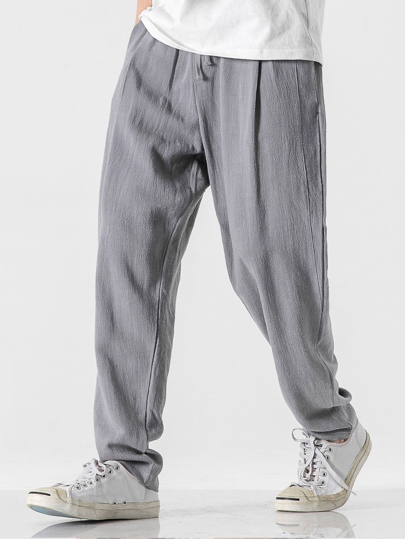 Relax Fit Linen And Cotton Blend Harem Trousers