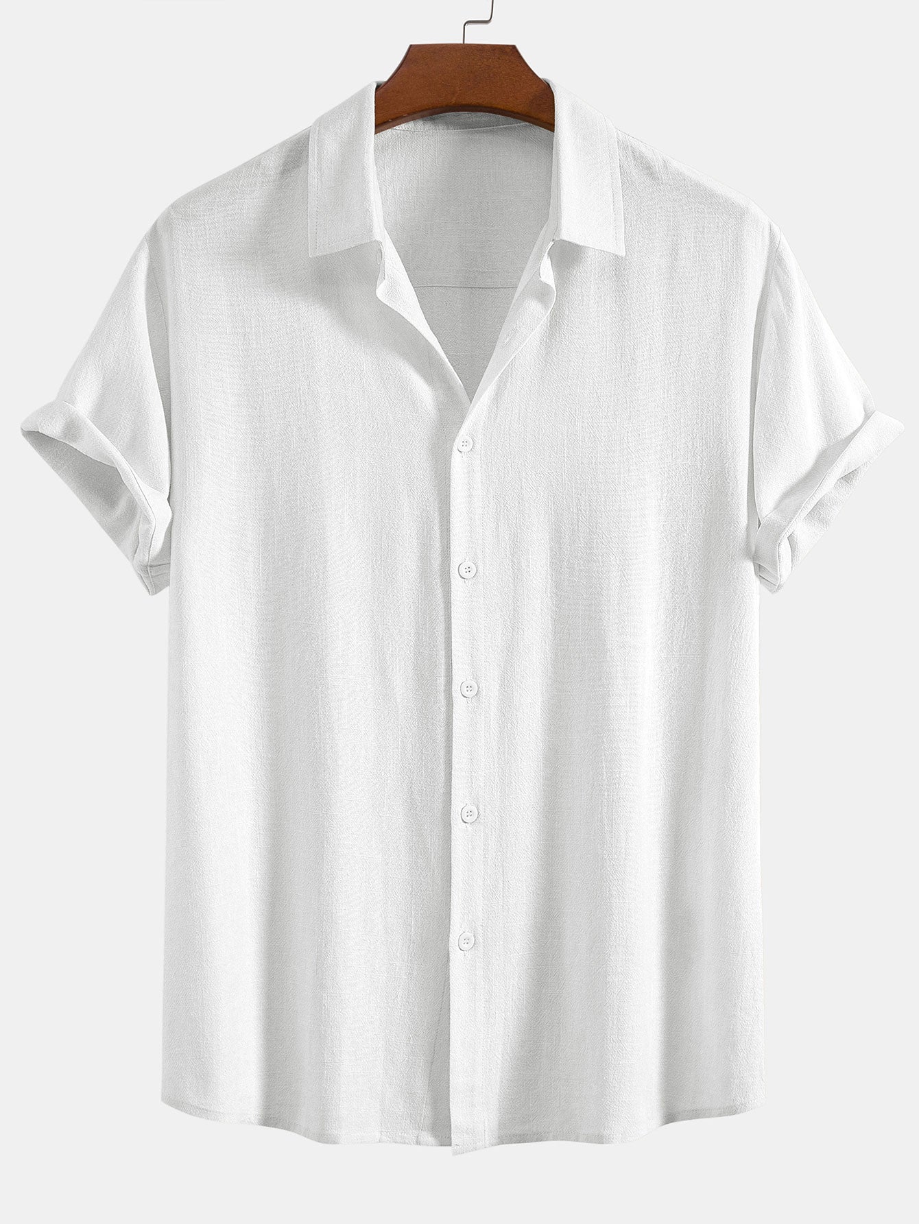 Linen Rayon Blend Button Up Shirt & Straight Leg Linen Pants