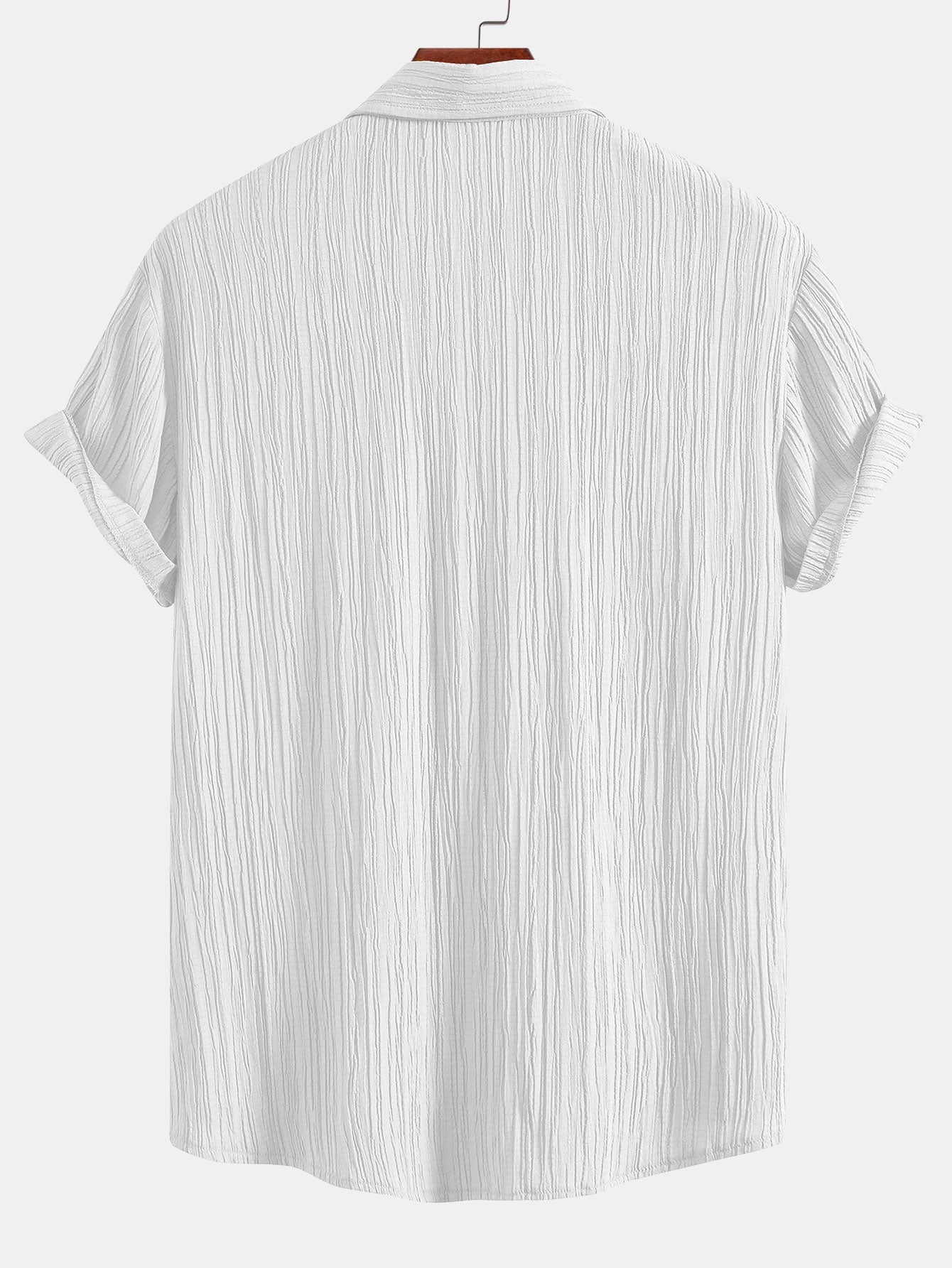 Crinkled Textured Button Up Shirt & Crinkled Textured Drawstring Shorts