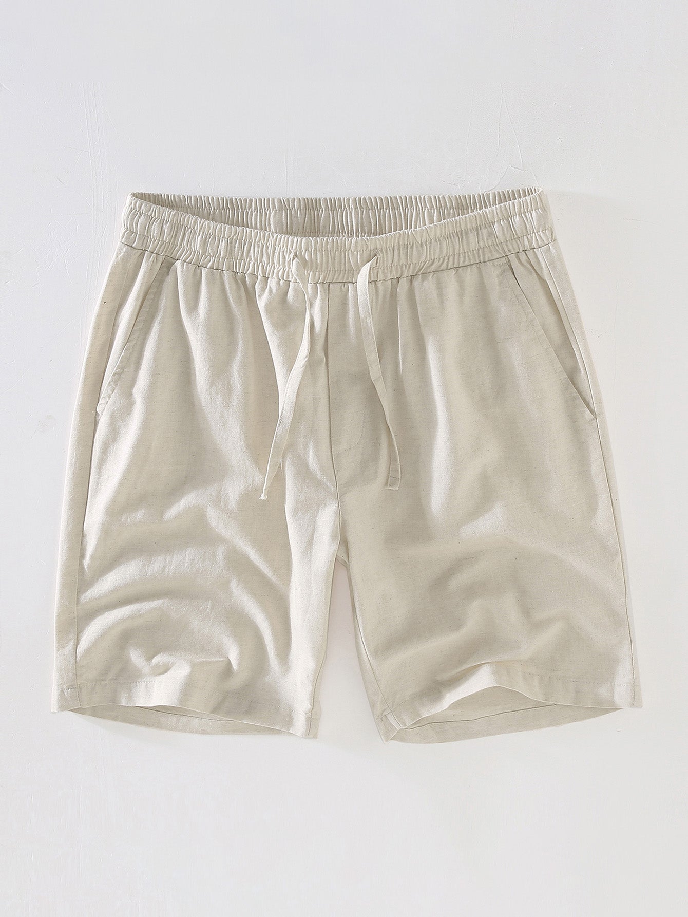 Geometric Jacquard Eyelet Cuban Shirt & Linen Drawstring Shorts