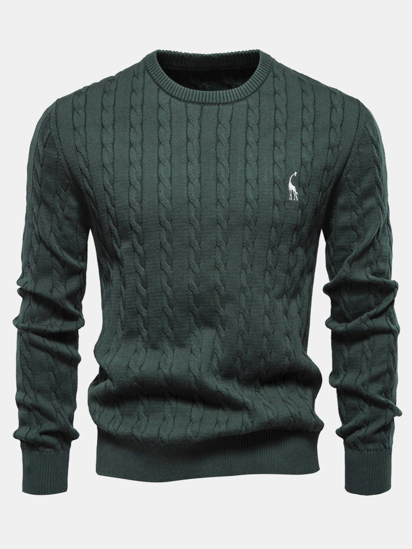 Giraffe Embroidery Twist Jacquard Sweater