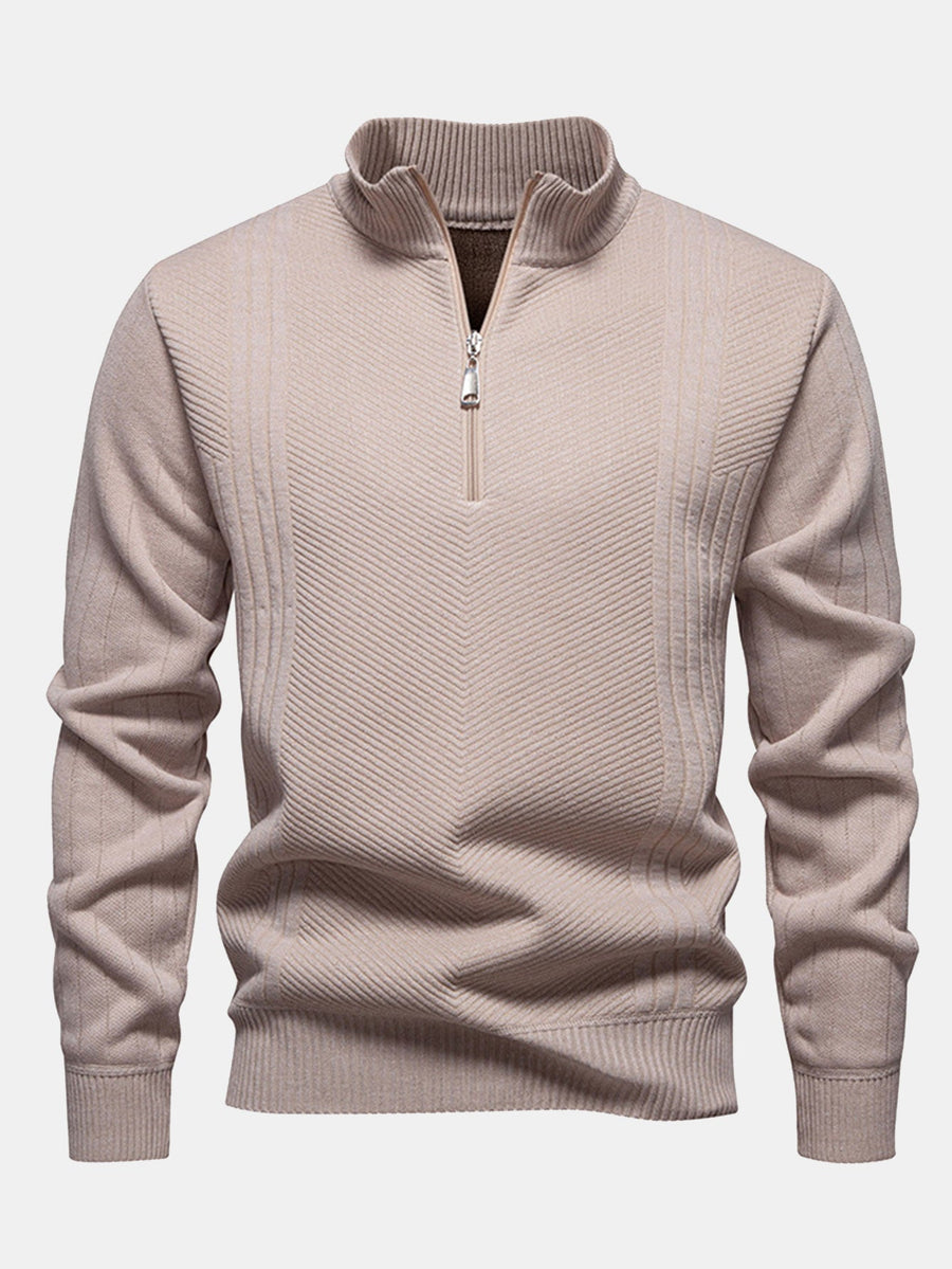 Stripe Quarter Zip Sweater
