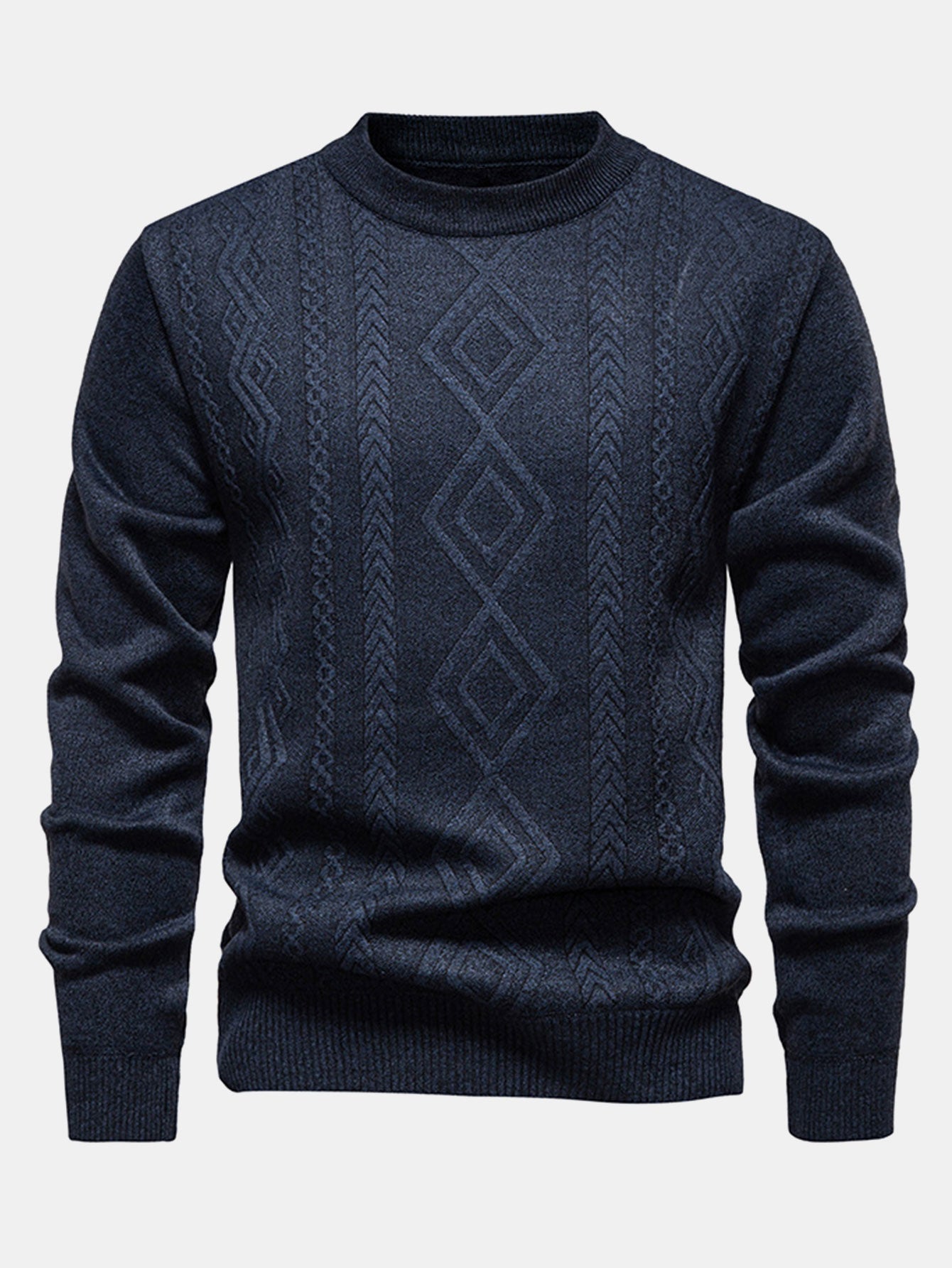 Geometric Jacquard Crewneck Sweater