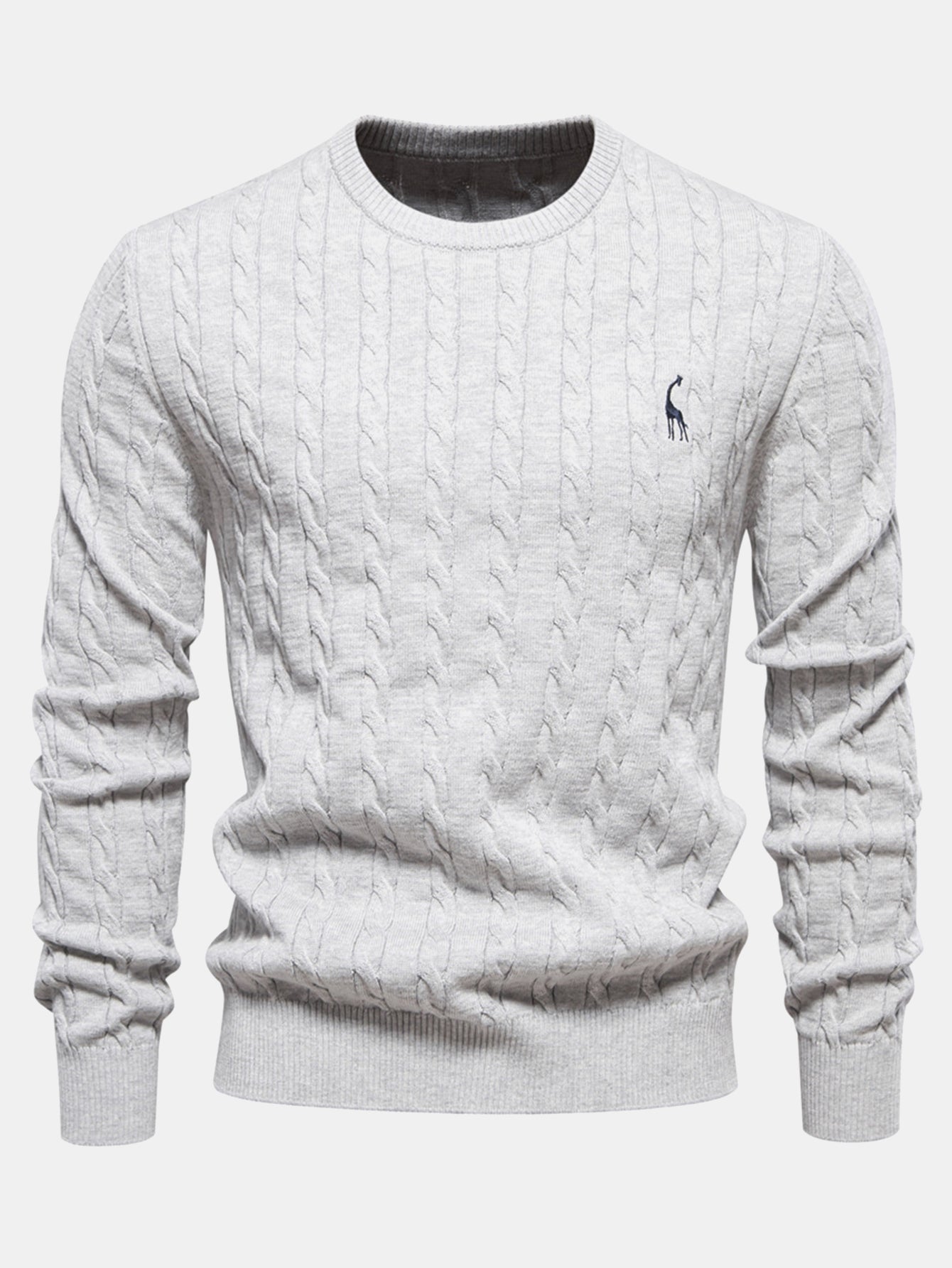 Giraffe Embroidery Twist Jacquard Sweater