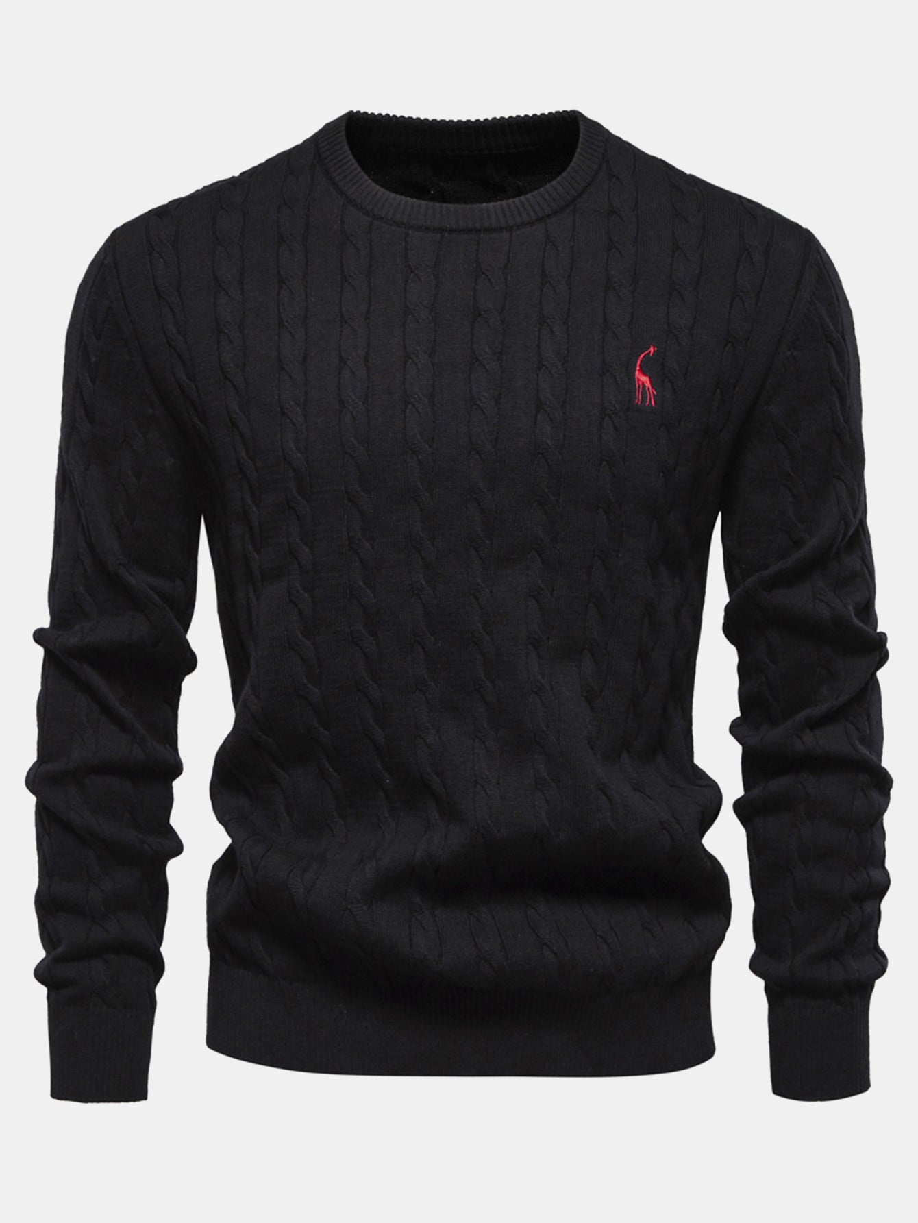 Giraffe Embroidery Twist Jacquard Sweater