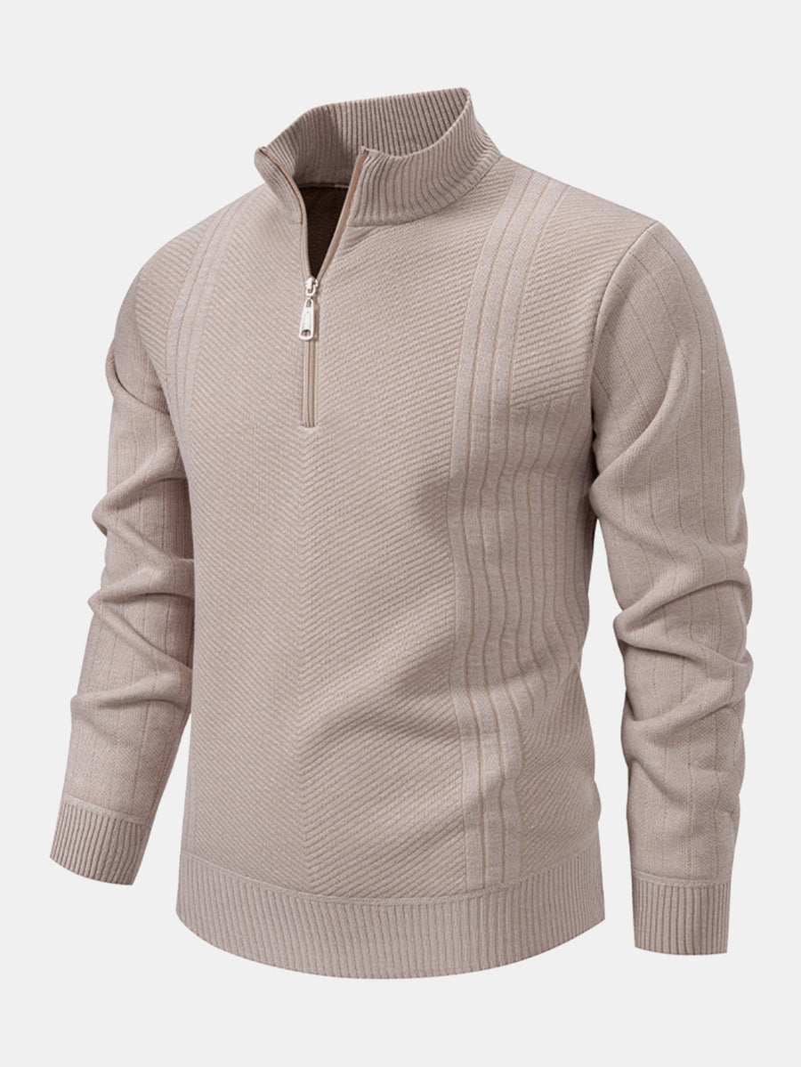 Stripe Quarter Zip Sweater