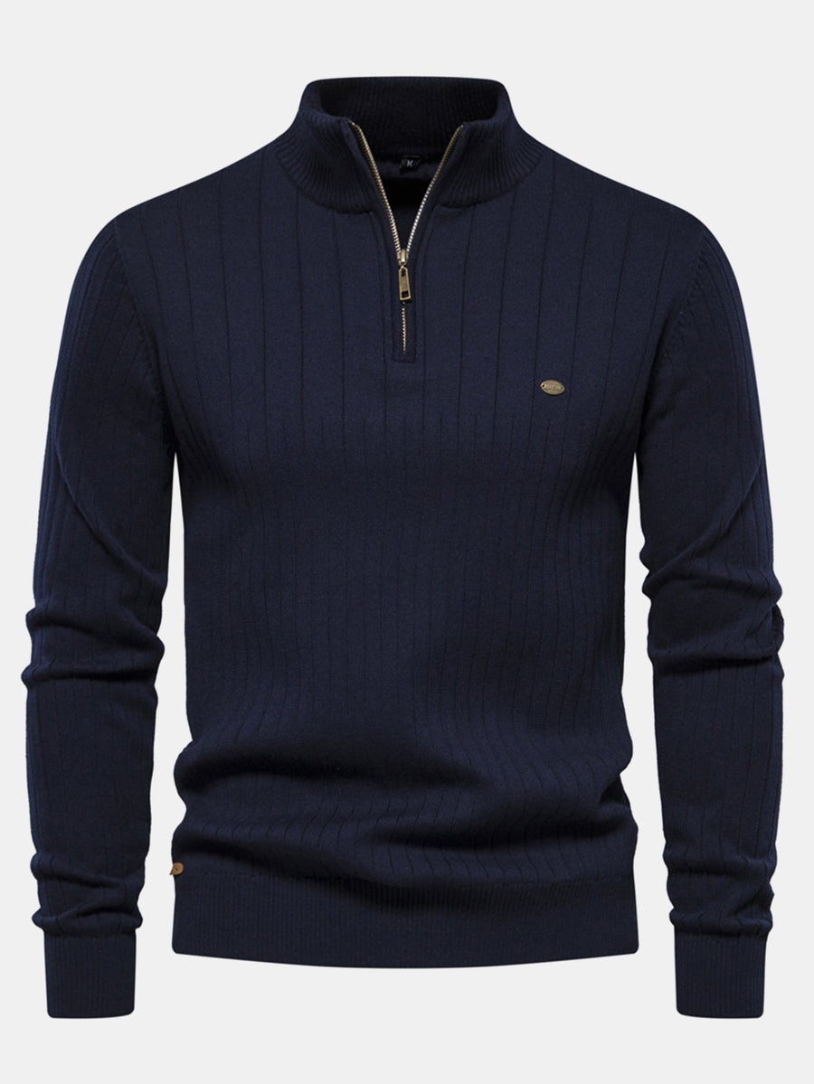 Stripe Quarter-Zip Sweater
