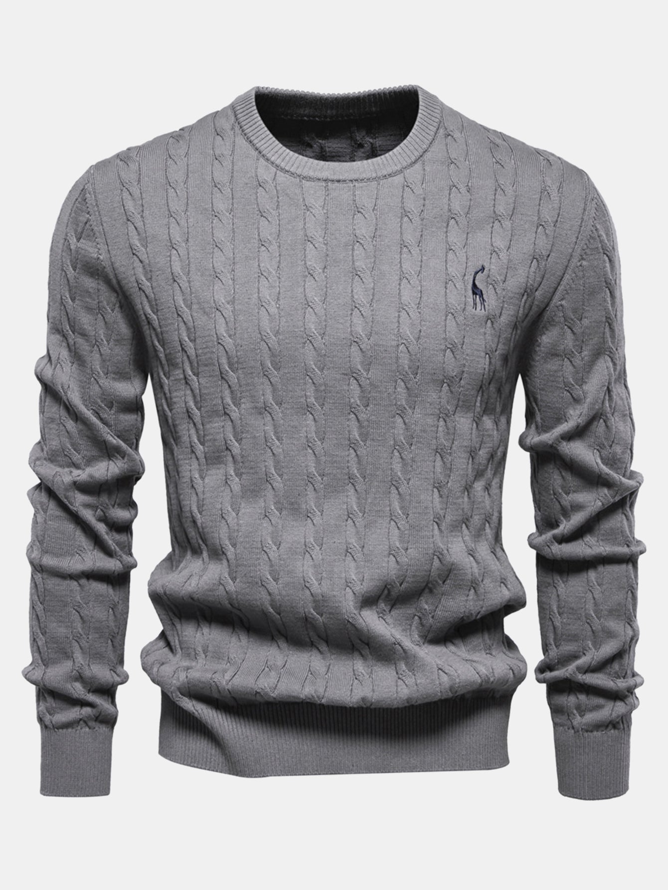Giraffe Embroidery Twist Jacquard Sweater