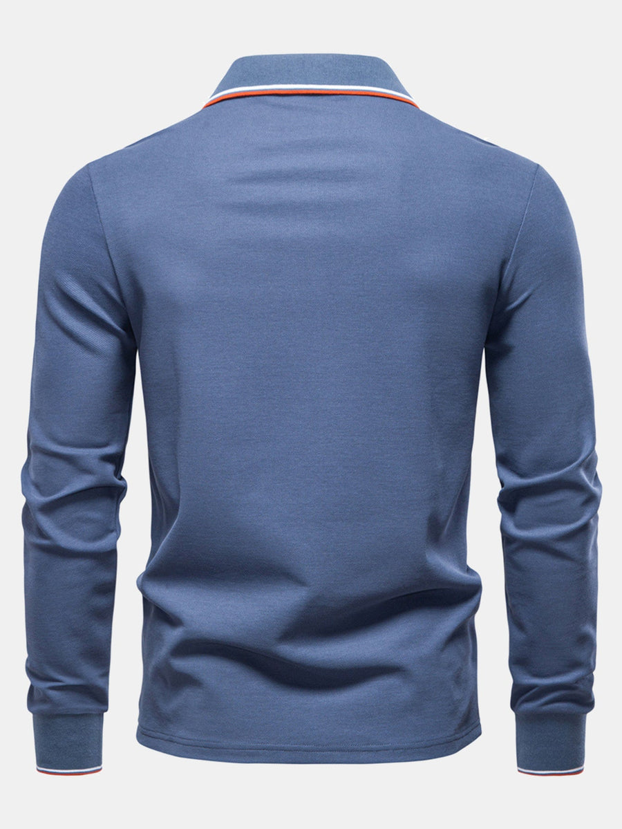 Long Sleeved Contrast Polo Shirt