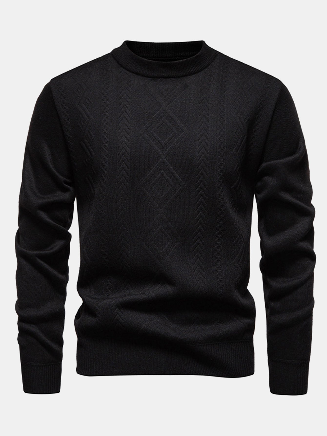 Geometric Jacquard Crewneck Sweater