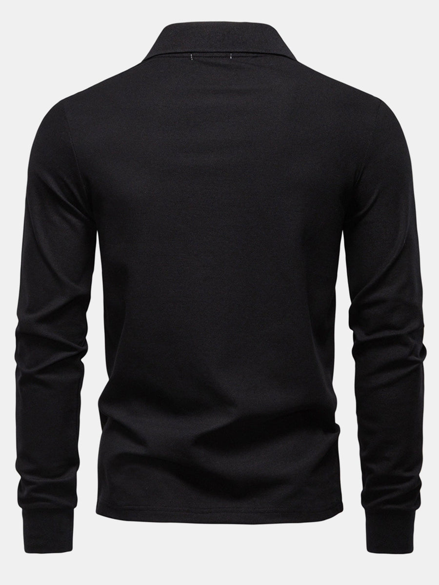 Long Sleeved Giraffe Embroidery Polo Shirt