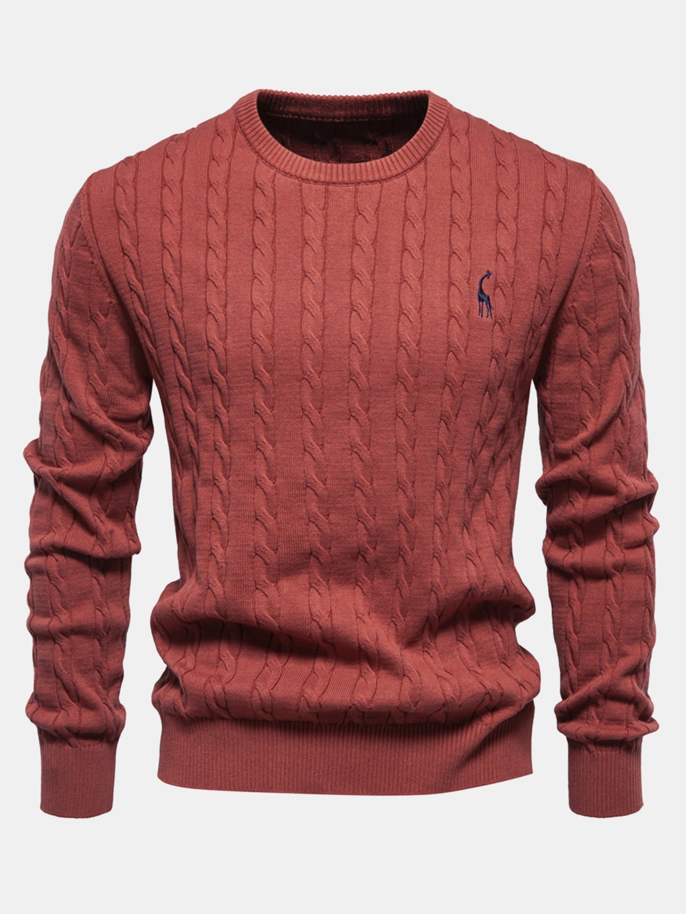 Giraffe Embroidery Twist Jacquard Sweater
