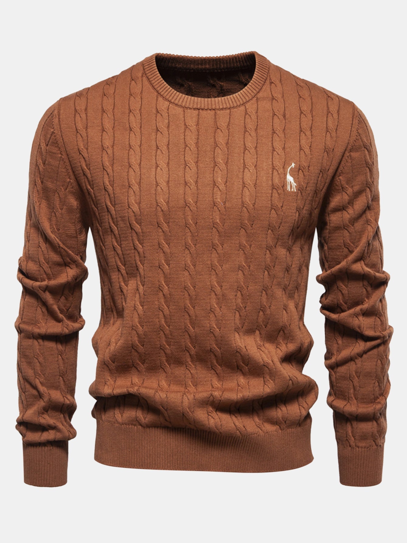 Giraffe Embroidery Twist Jacquard Sweater