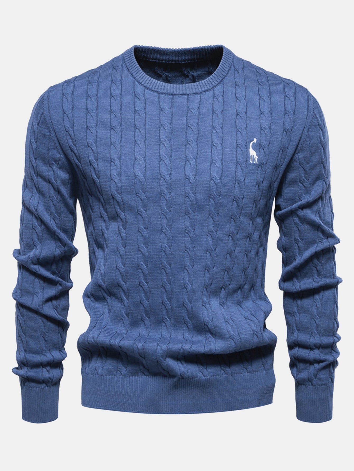 Giraffe Embroidery Twist Jacquard Sweater