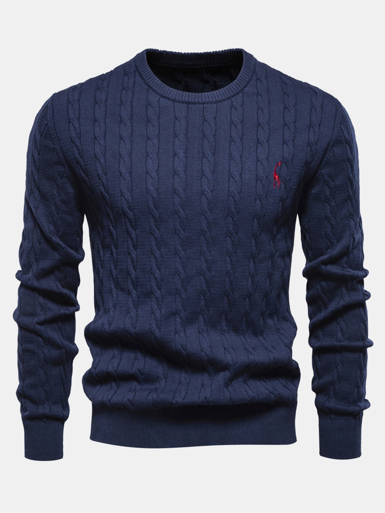 Giraffe Embroidery Twist Jacquard Sweater