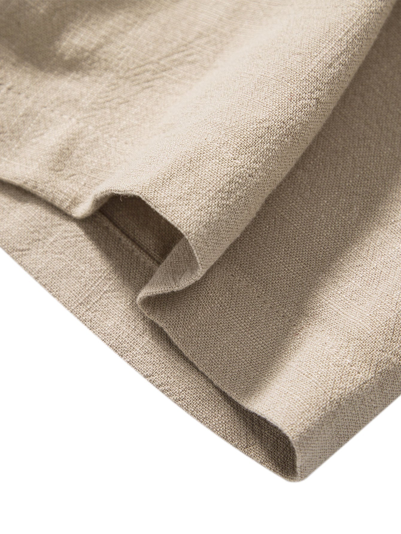 Linen And Rayon Blend Stand Collar Shirt & Linen Cotton Blend Drawstring Shorts