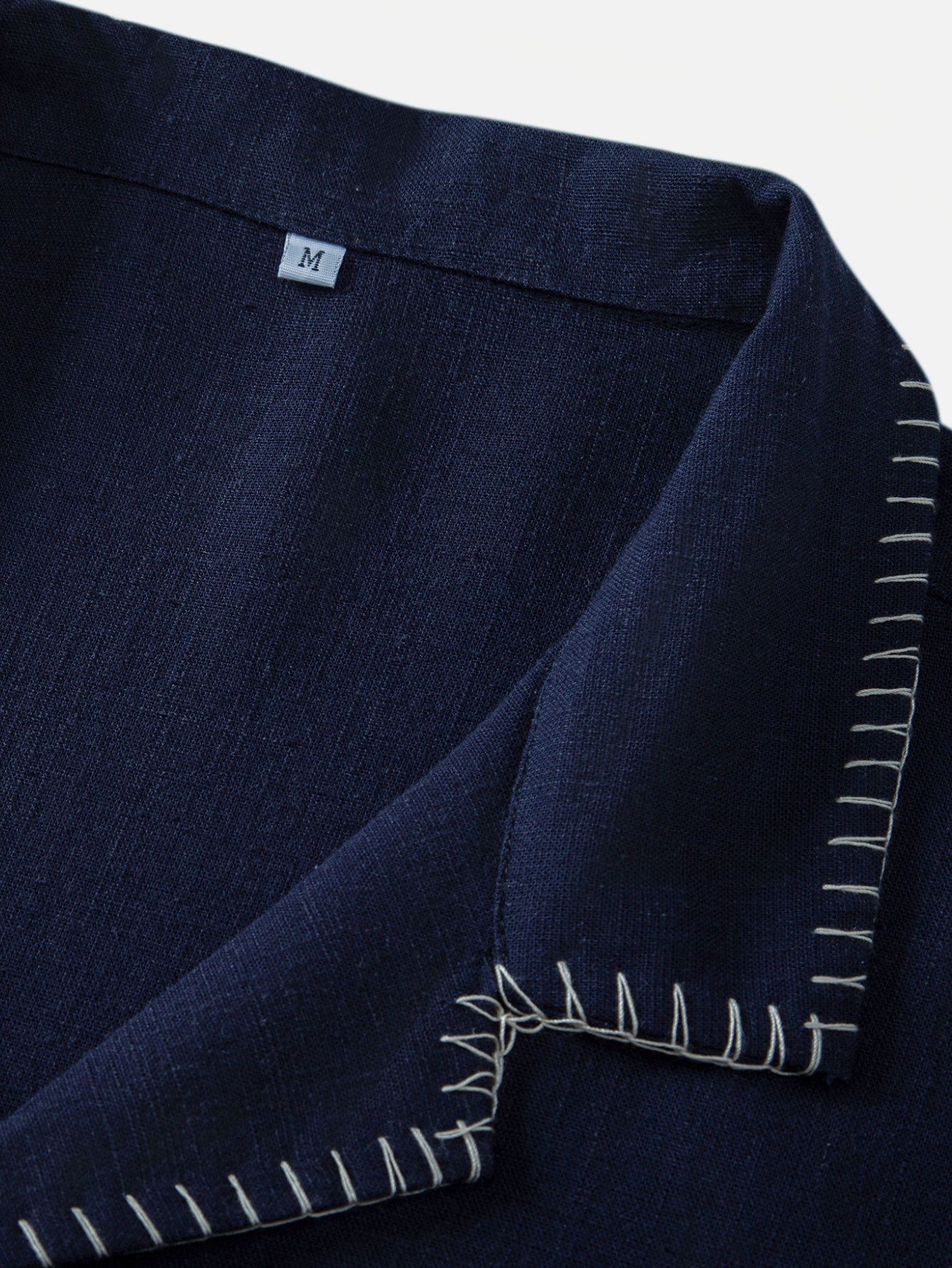 Contrast Stitching Linen Rayon Blend Cuban Shirt