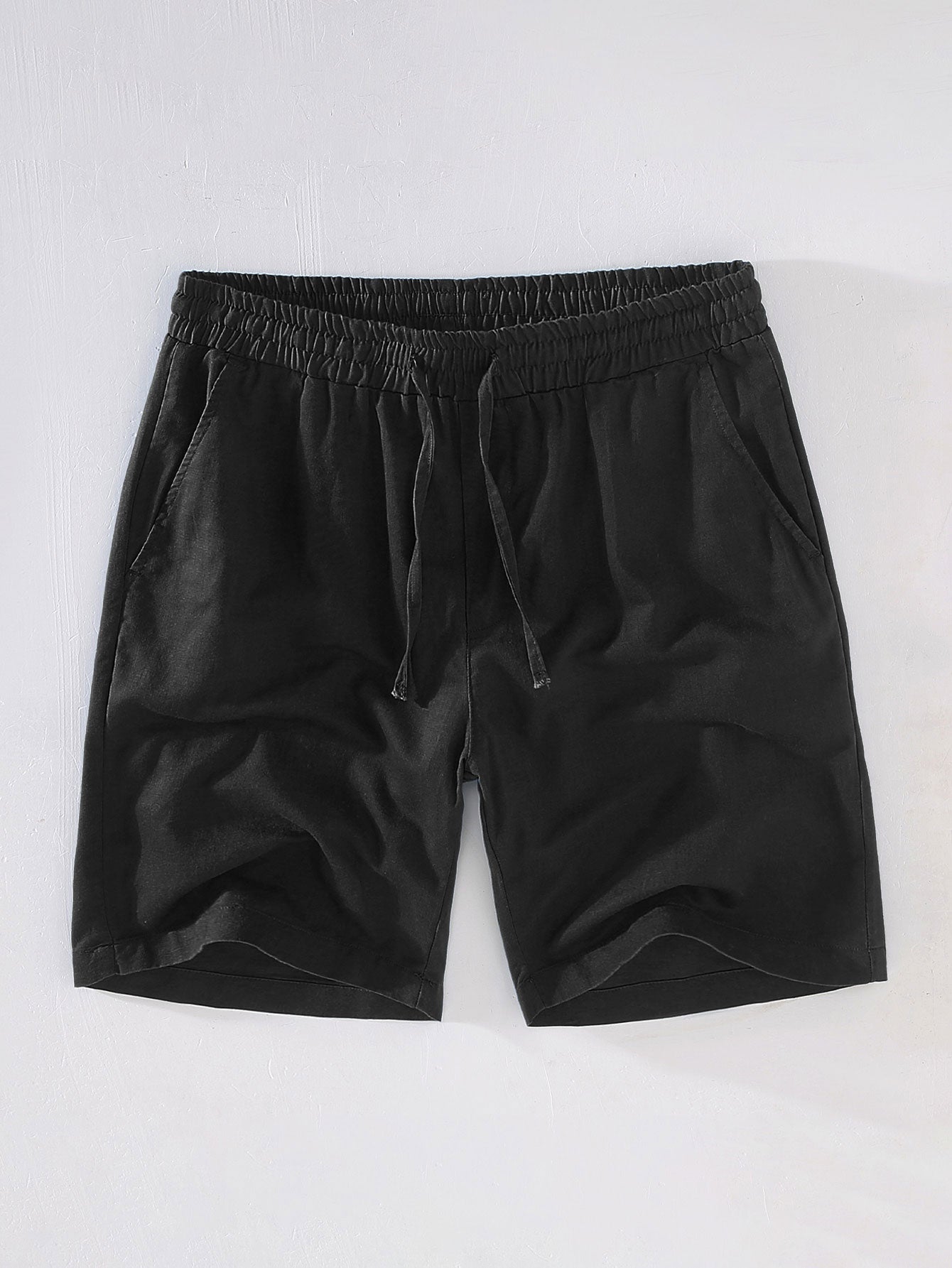 Geometric Jacquard Eyelet Cuban Shirt & Linen Drawstring Shorts