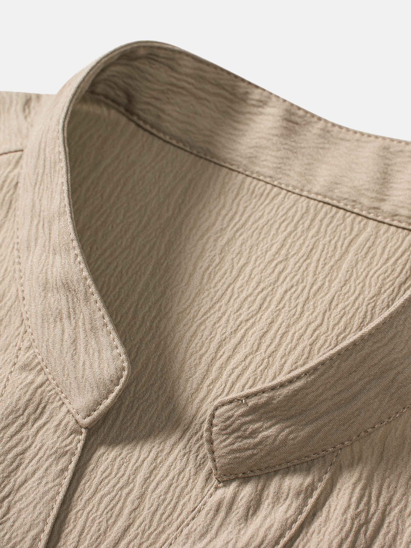 Crinkled Textured V Neck Shirt & Crinkle Textured Straight Leg Pants