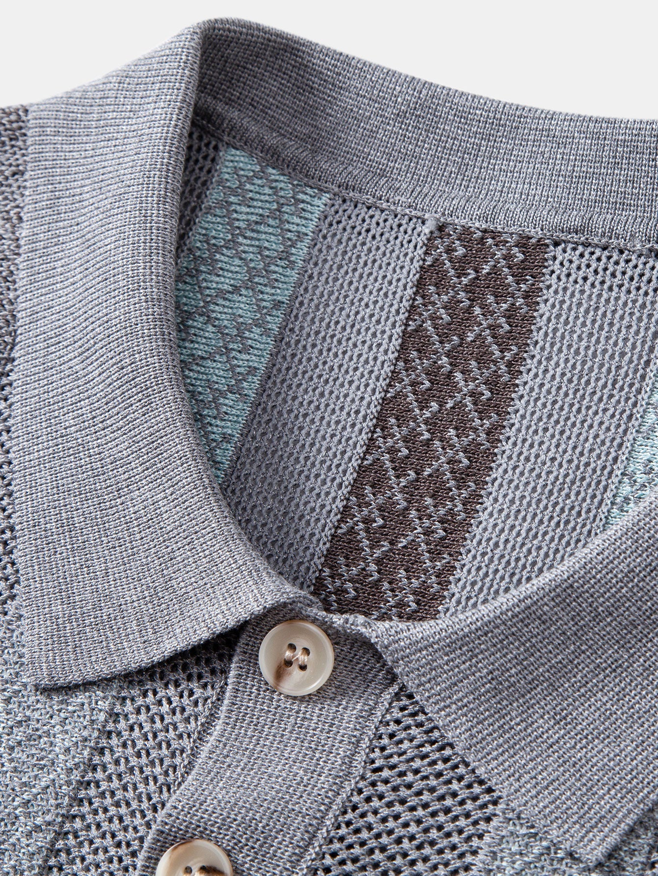 Striped Textured Knit Polo