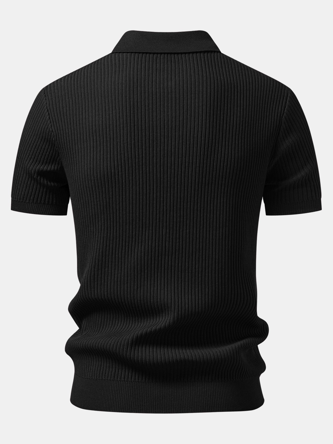 Ribbed Zipper Knit Polo
