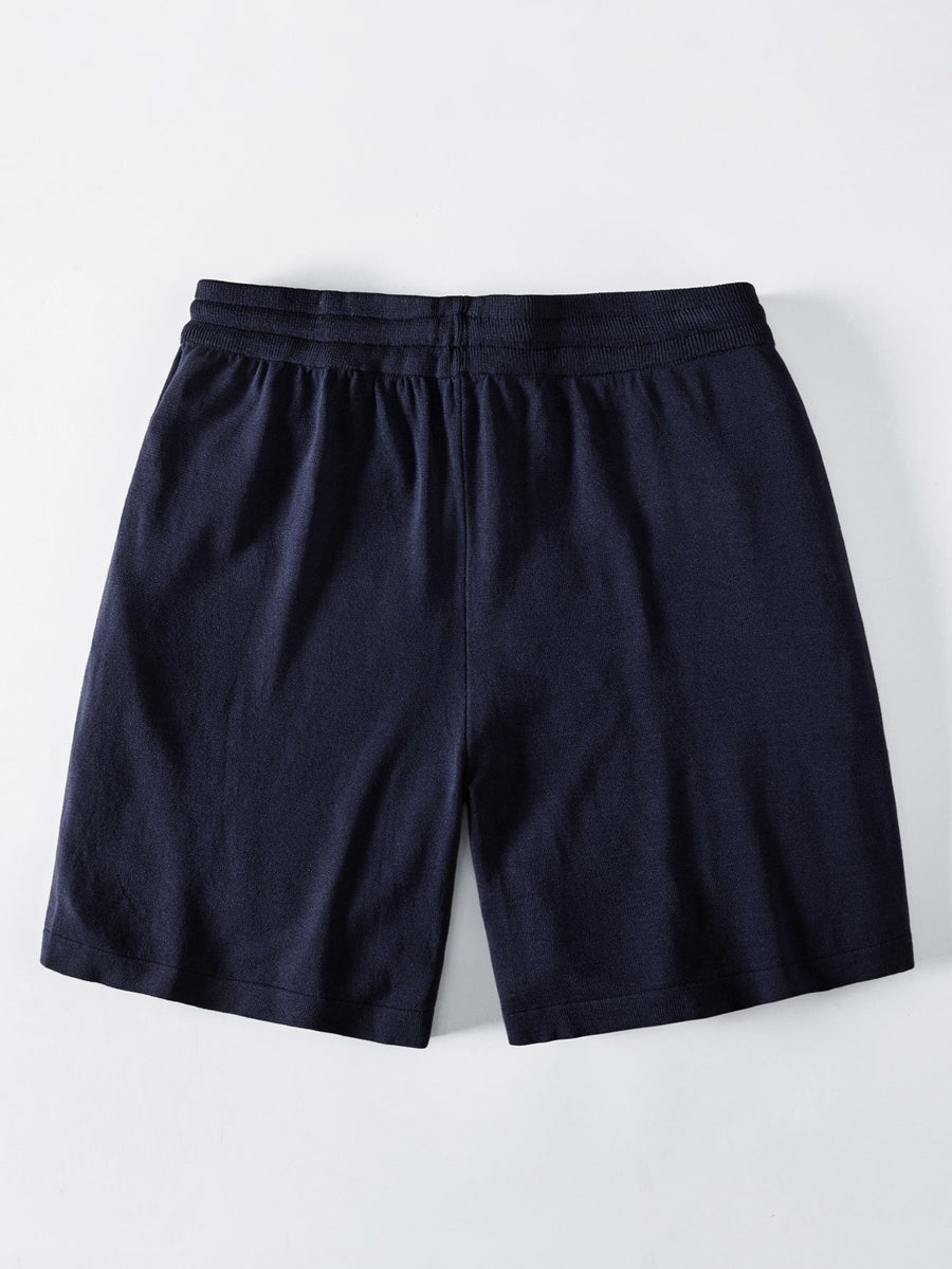Solid Drawstring Knit Shorts