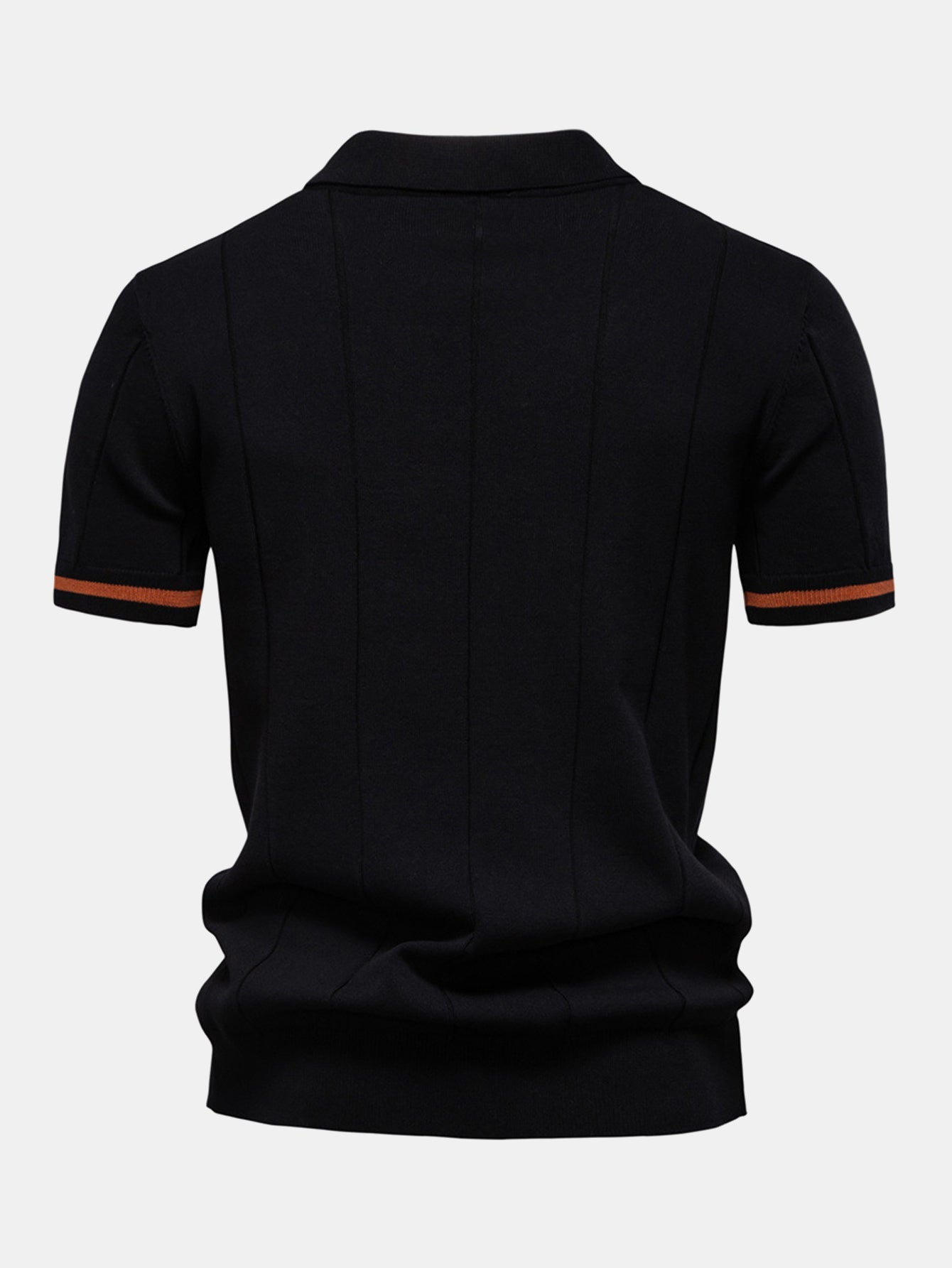 Contrast Trim Zipper Knit Polo Shirt & Elastic Waist Chino Shorts