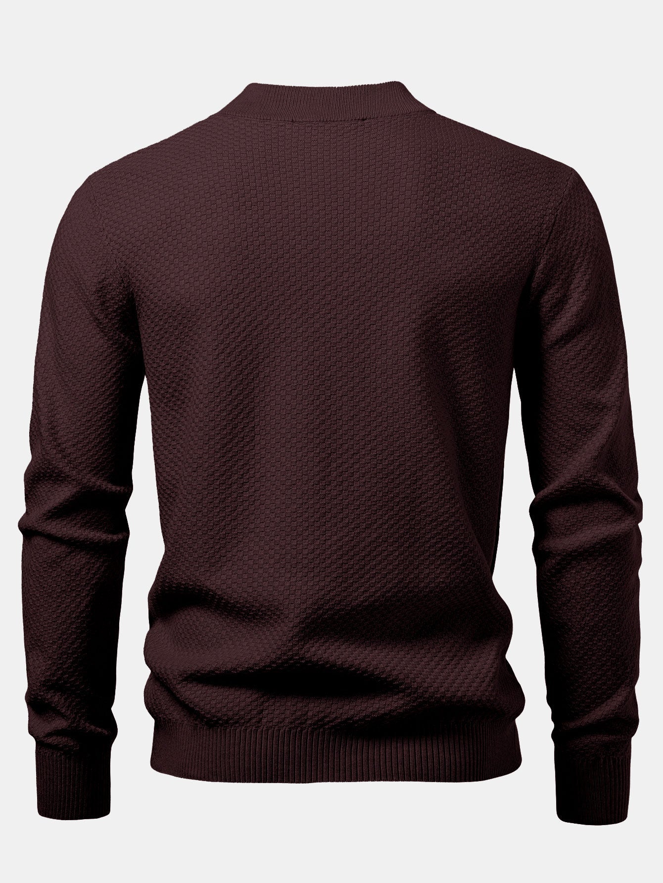 Checkerboard Textured Mock Neck Sweater