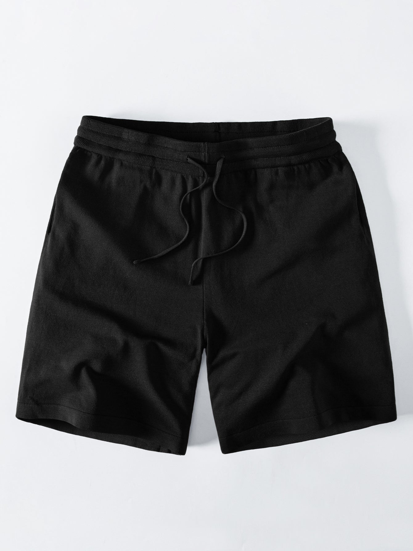 Solid Drawstring Knit Shorts