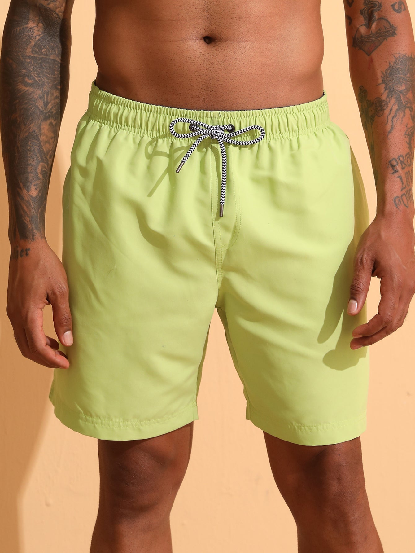 3 Pieces Contrast Waistband Swim Shorts