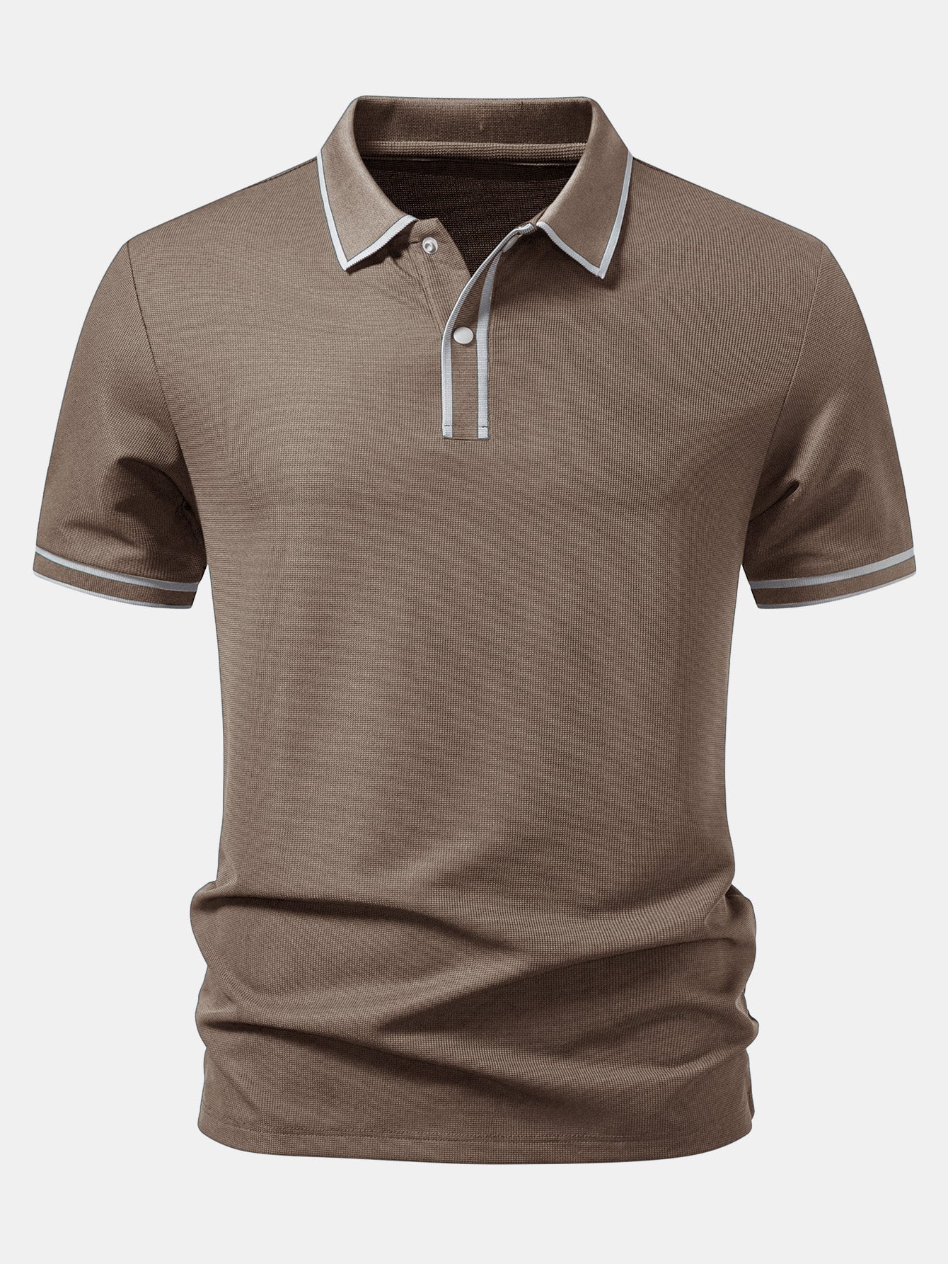 Contrast Trim Waffle Polo