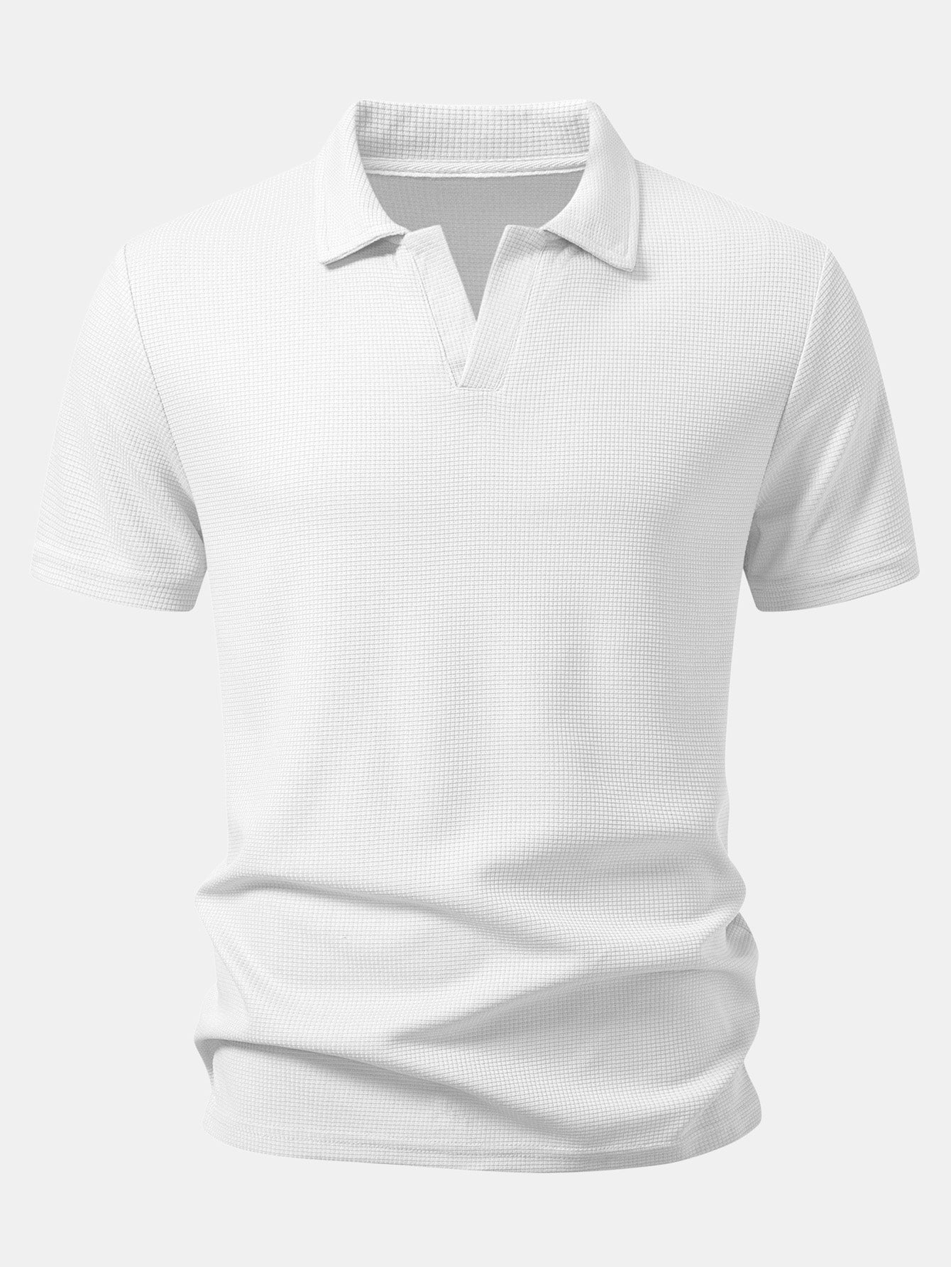 Waffle V Neck Polo