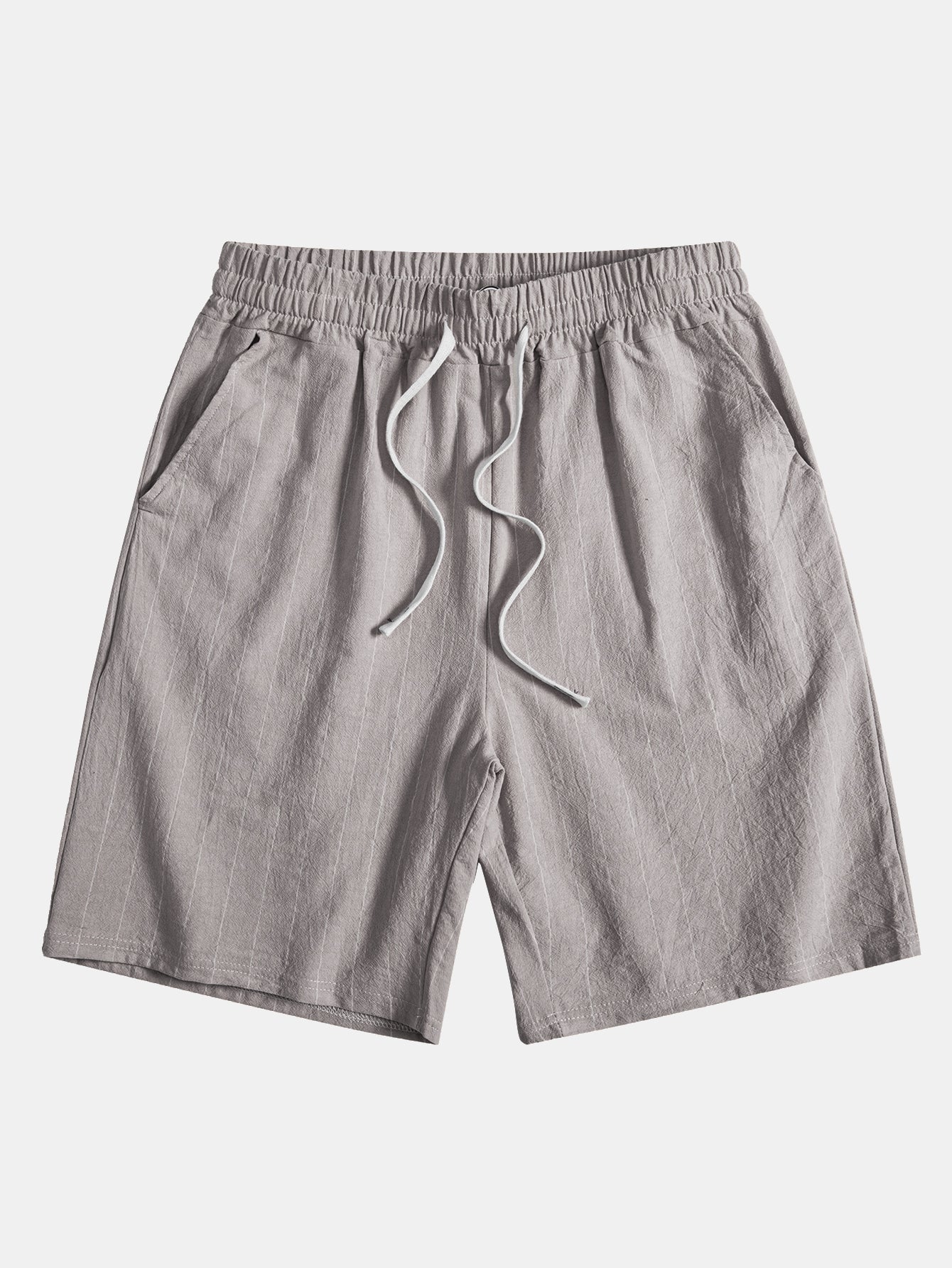 Linen Look Striped Button Up Shirt & Drawstring Shorts
