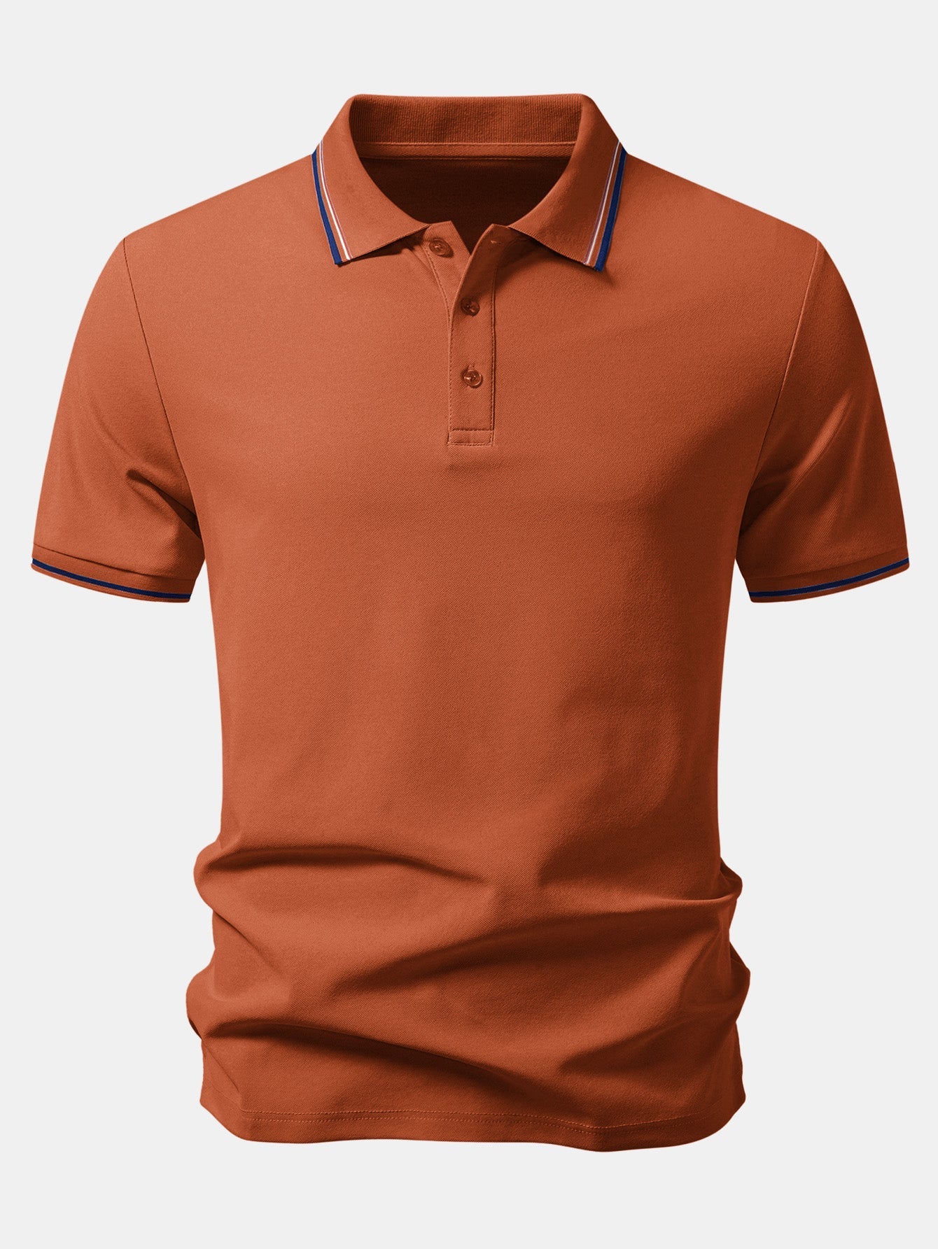 Contrast Striped Trim Pique Polo