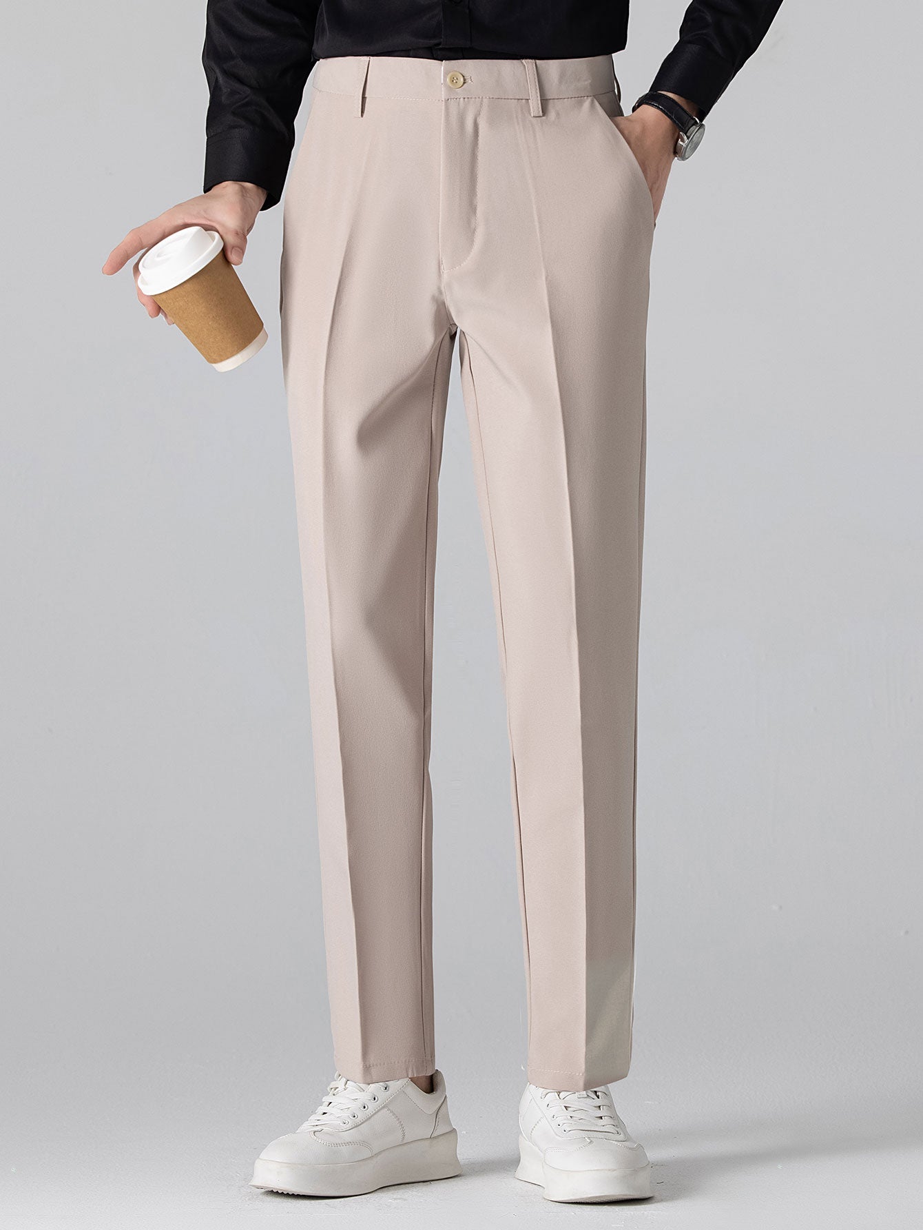 Contrast Trim Knit Polo Shirt & Slim Fit Tapered Trousers