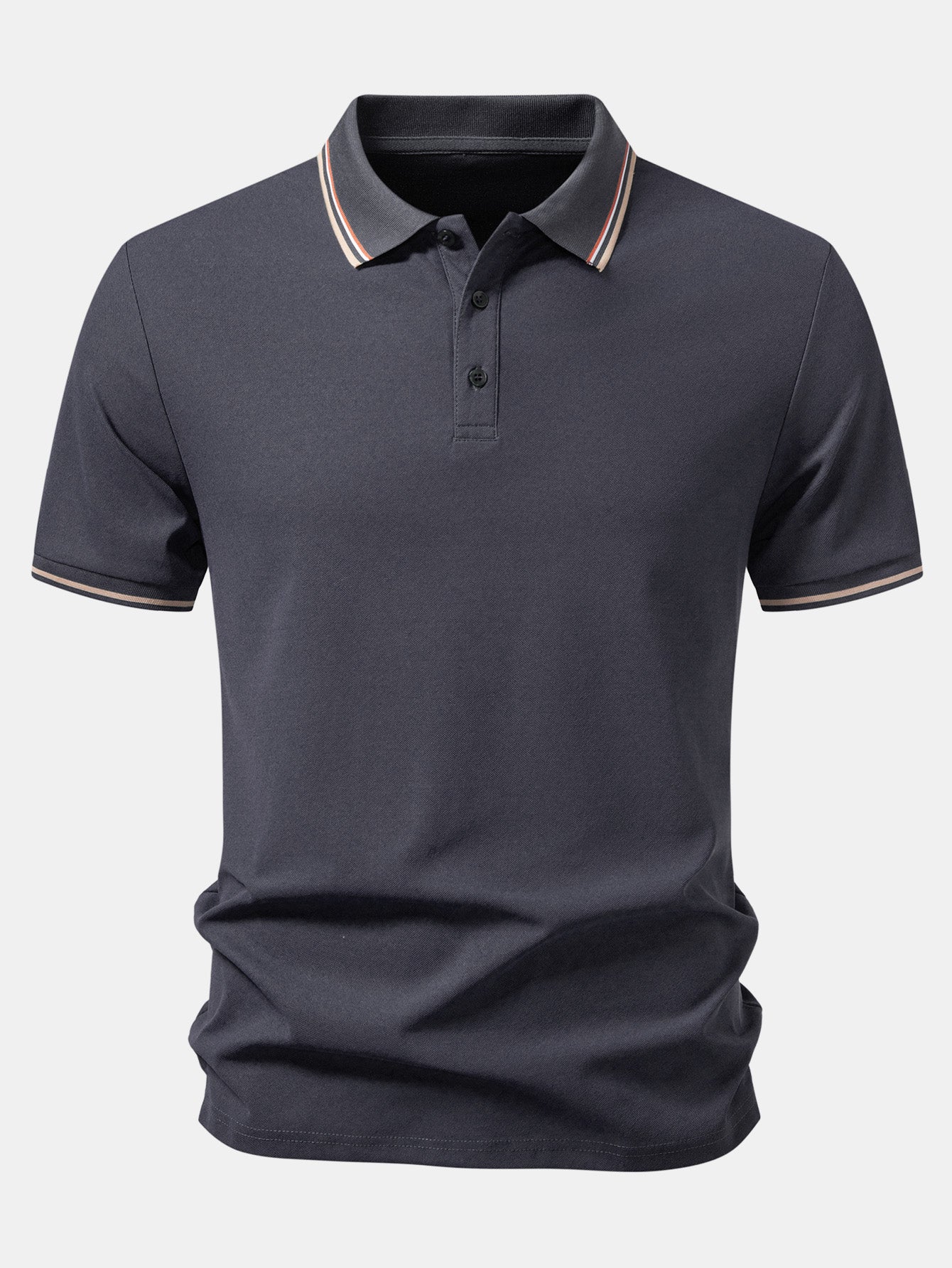 Contrast Striped Trim Pique Polo
