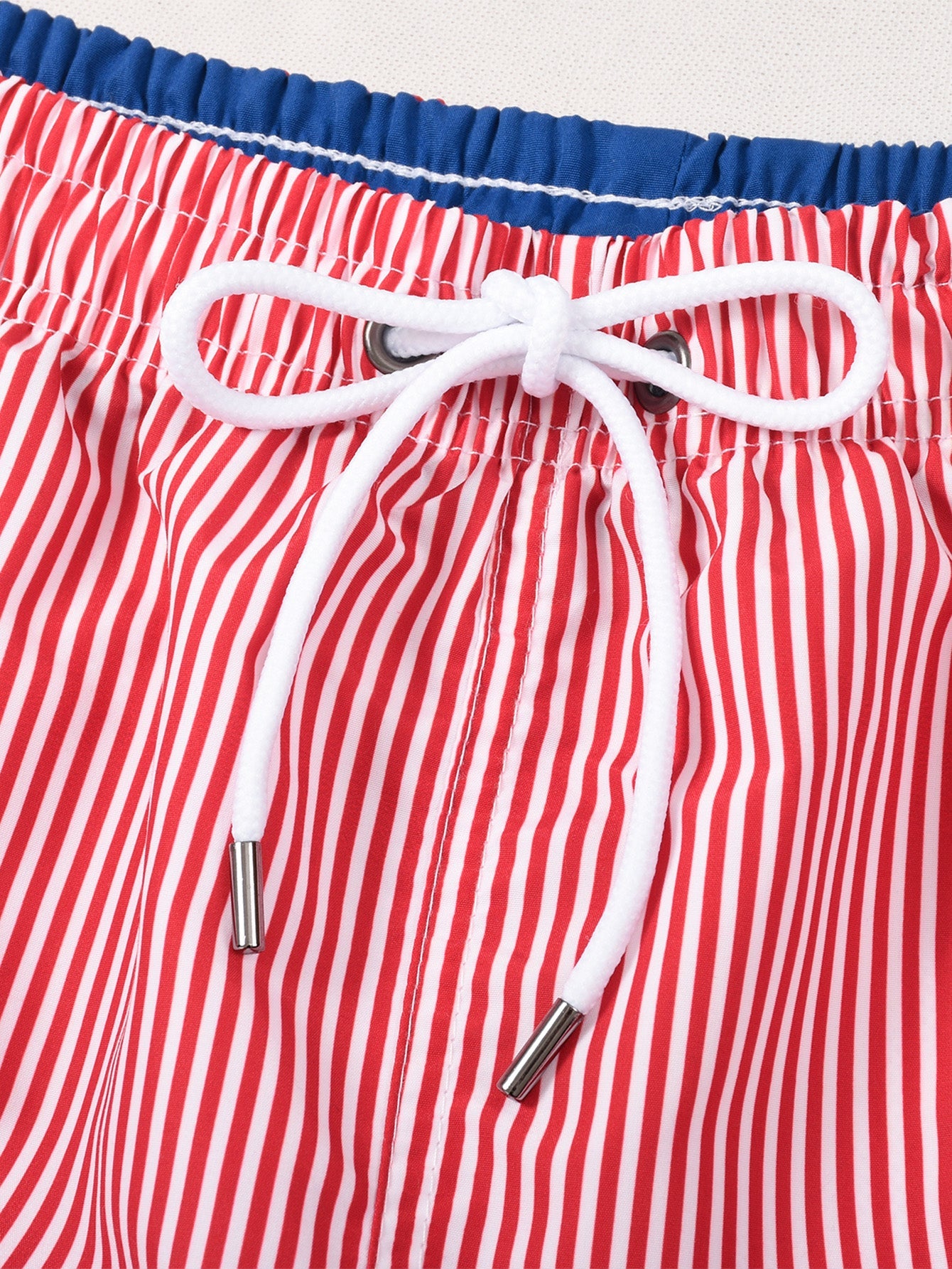 3 Pieces Vertical Striped Drawstring Swim Shorts