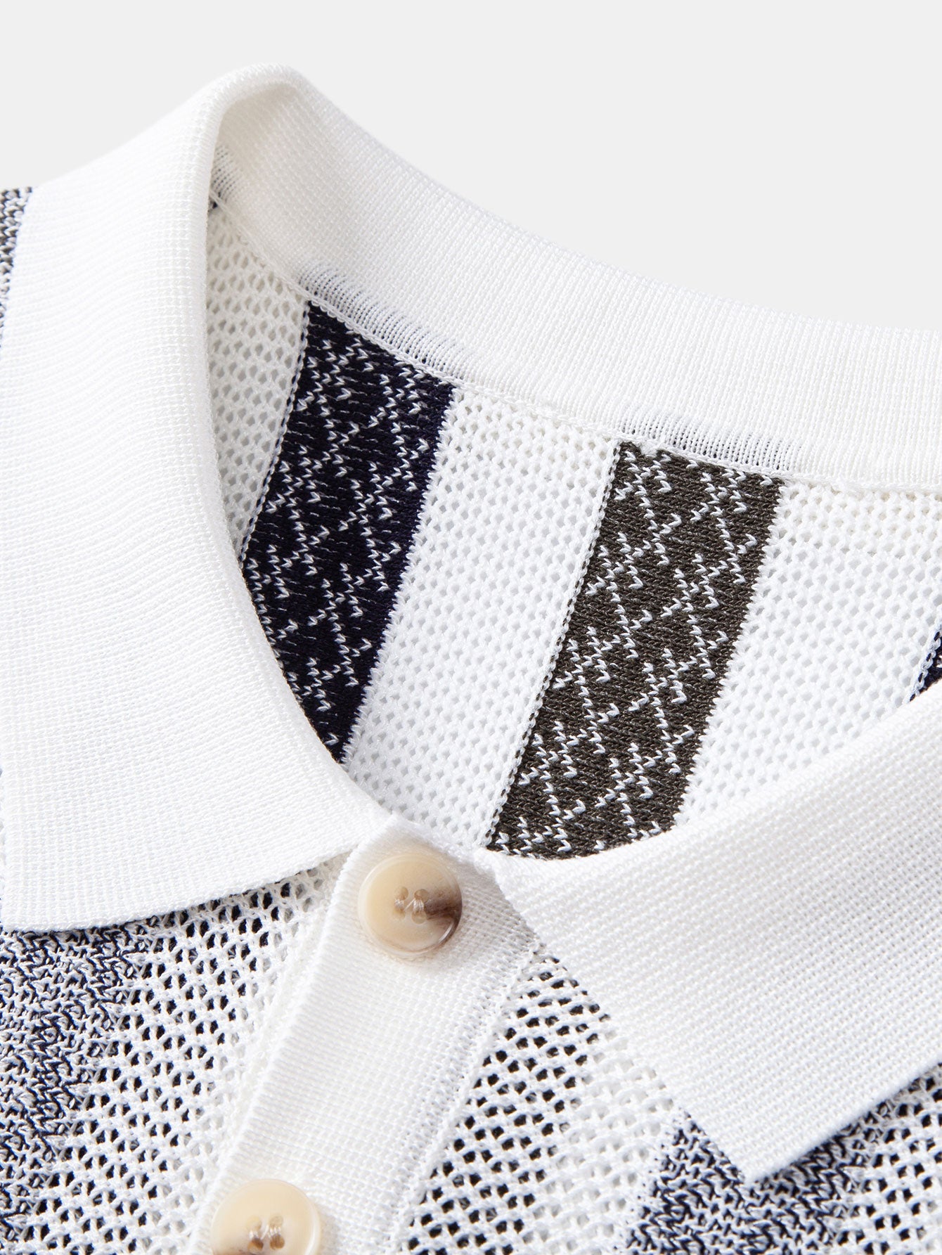 Striped Textured Knit Polo