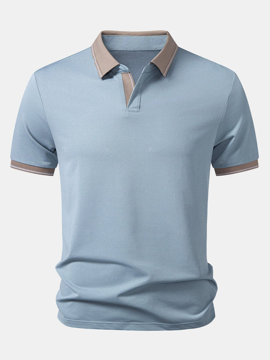 Contrast Trim Johnny Collar Polo