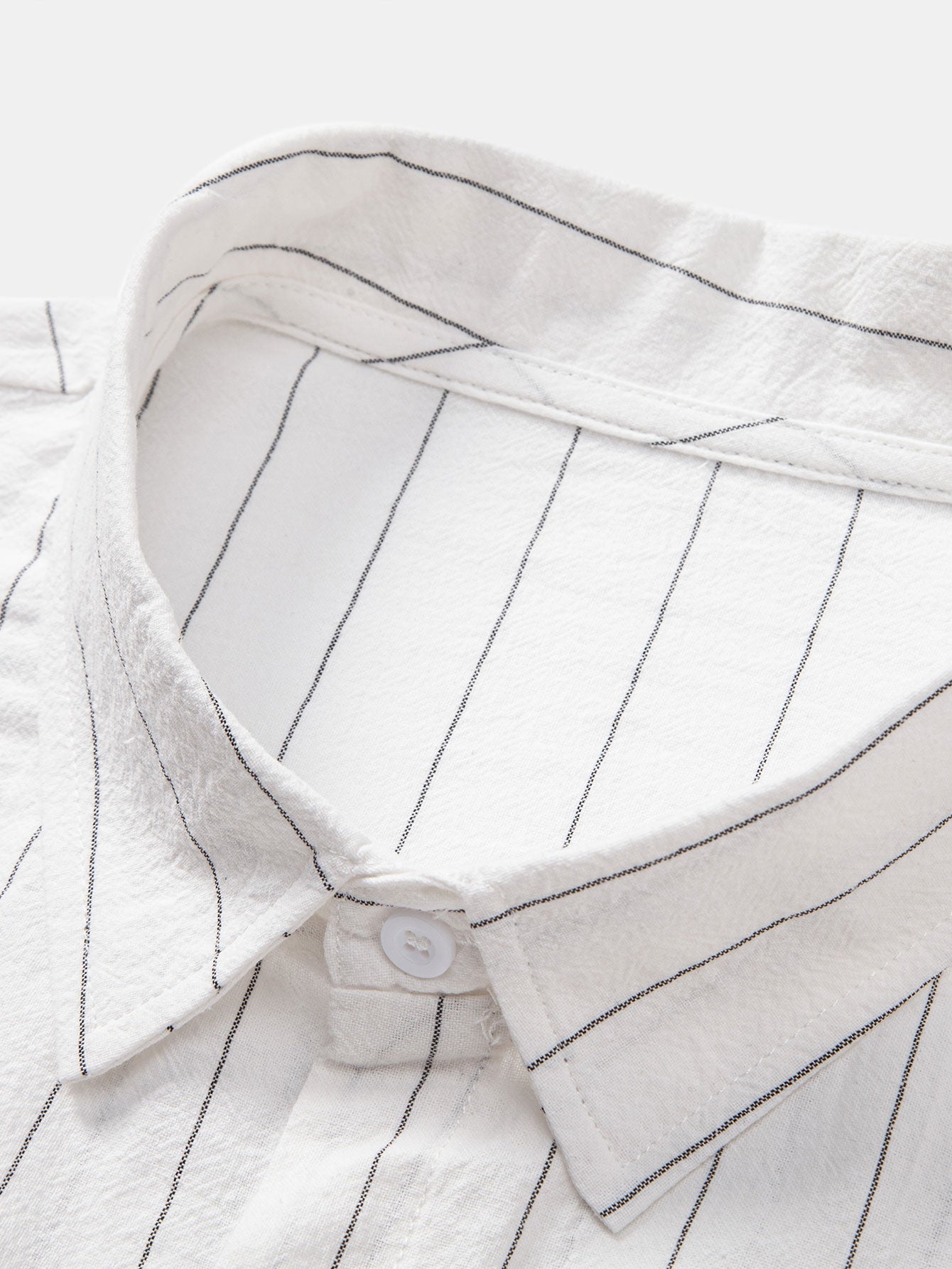 Linen Look Striped Button Up Shirt & Drawstring Shorts
