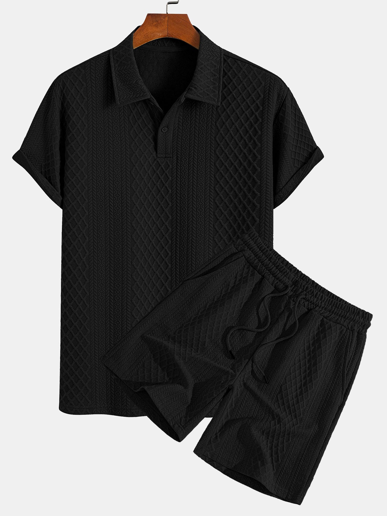 Geometric Diamond Jacquard Polo & Shorts