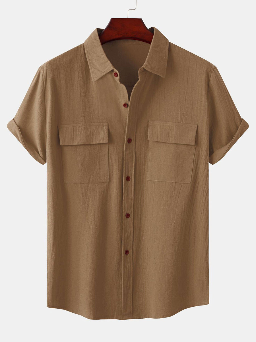 Man Button Up Shirt With Patch Pockets