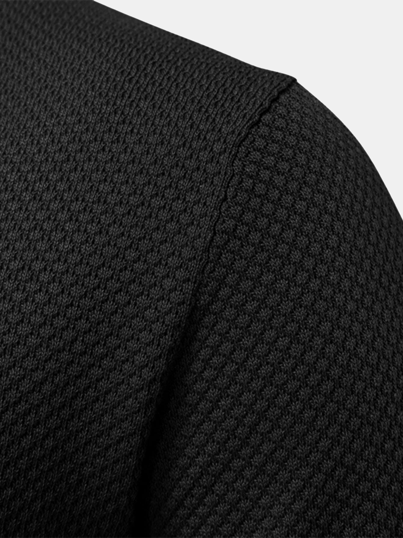 Pineapple Texture Knit V Neck Polo Shirt
