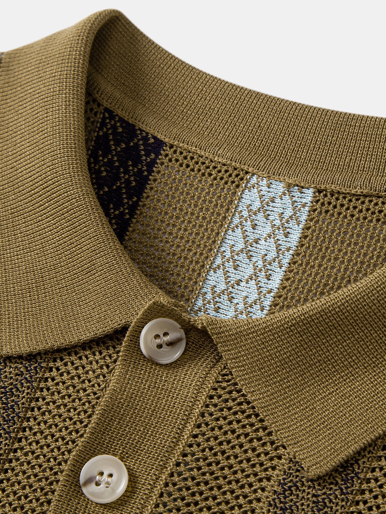 Striped Textured Knit Polo & Elastic Waist Chino Shorts