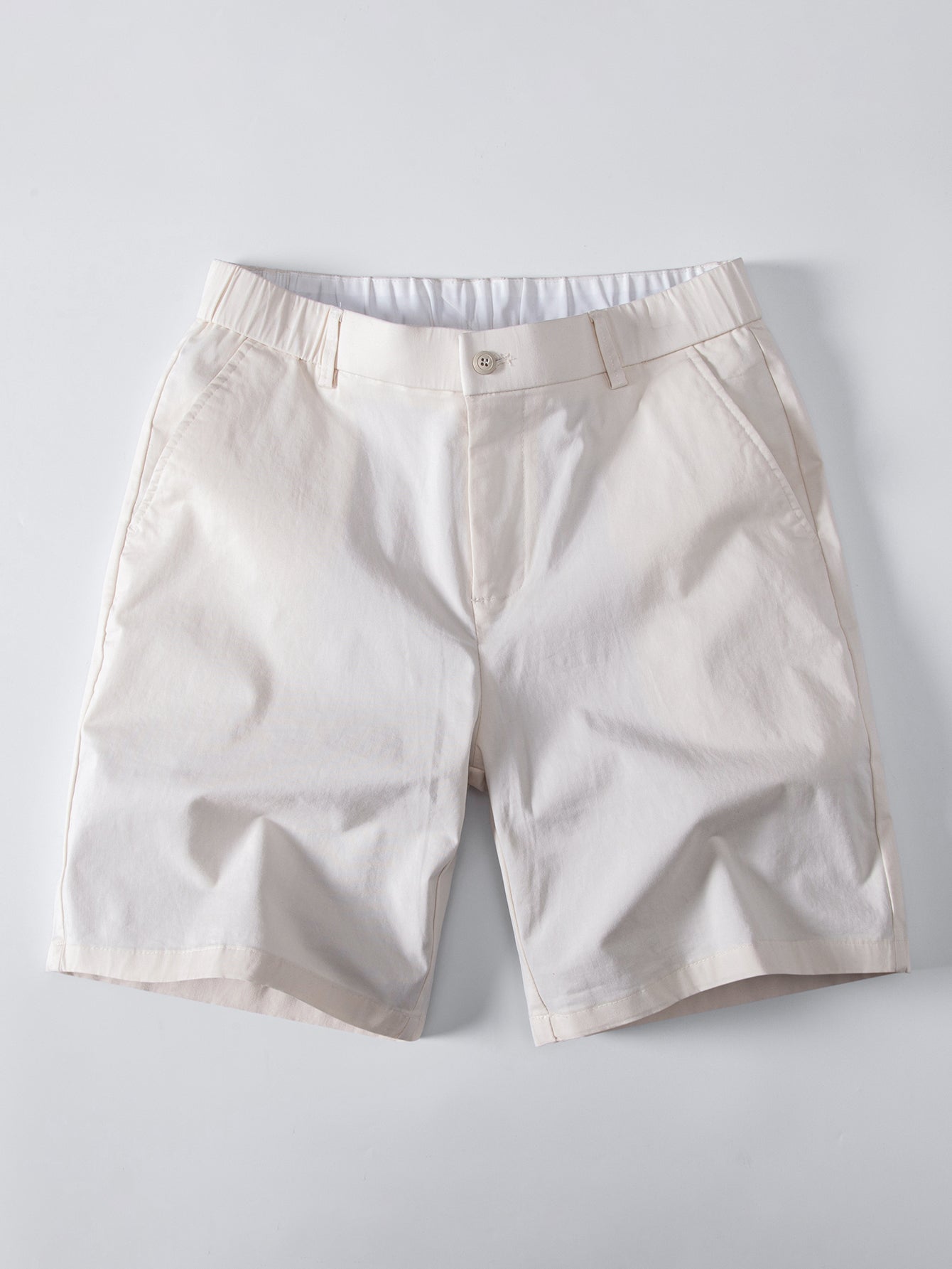 Striped Textured Knit Polo & Elastic Waist Chino Shorts