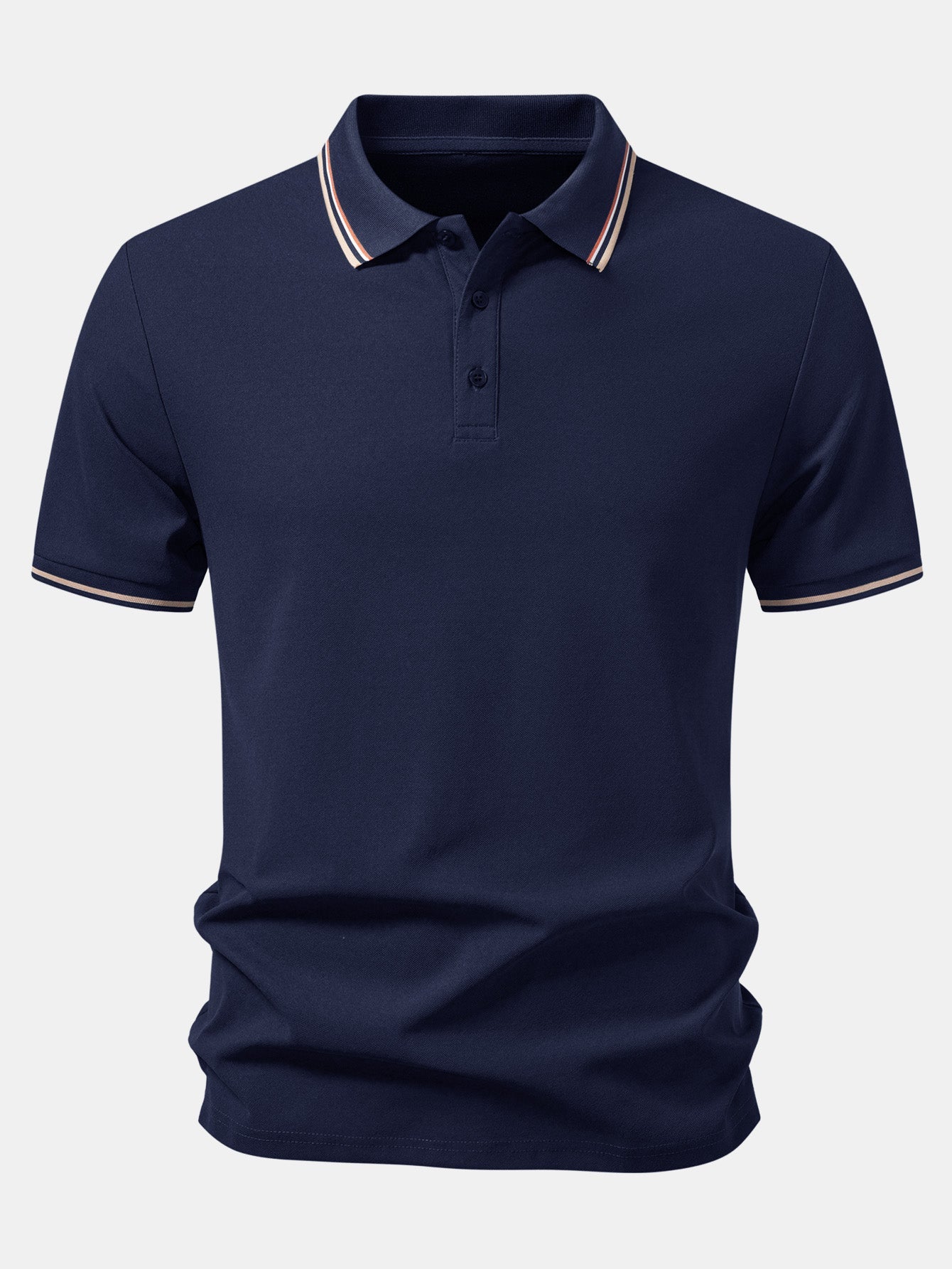 Contrast Striped Trim Pique Polo