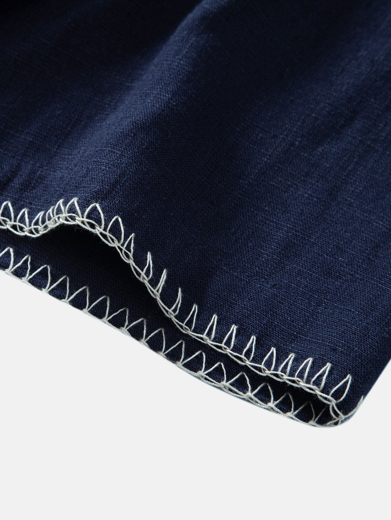 Contrast Stitching Linen Rayon Blend Cuban Shirt