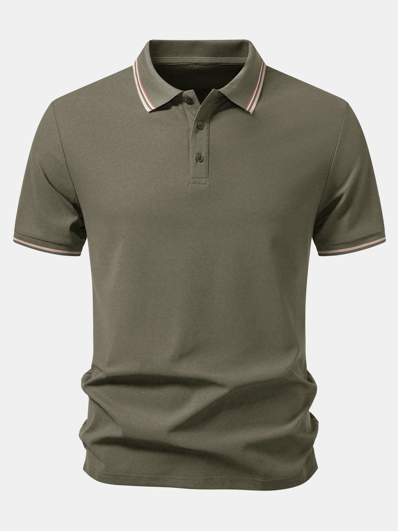 Contrast Striped Trim Pique Polo